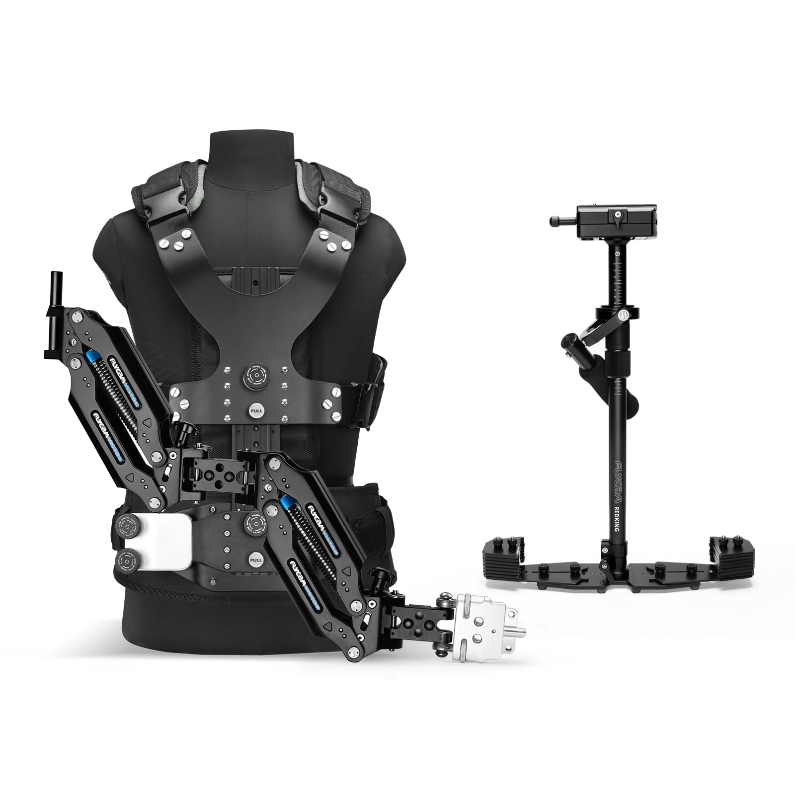 FLYCAM Vista-II アームベスト Redking Stabilizer Steadycam | デュアルアームボディマウントスタビライザーシステム DSLR ビデオフィルム シネマ カメラ カムコーダー用 最大7kg/15.4ポンド + バッグ (FLCM-VSTA-RK)｜global研究所