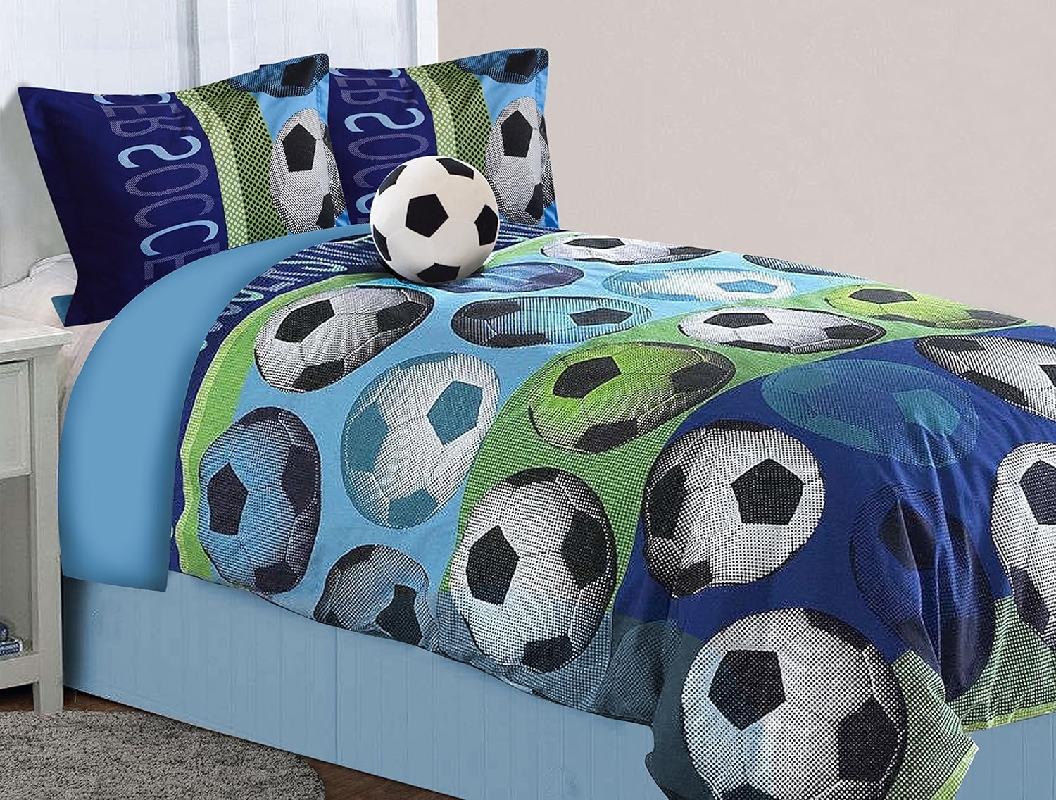 All American Collection サッカー ベッドシーツセット 4PC FULL SIZE グリーン