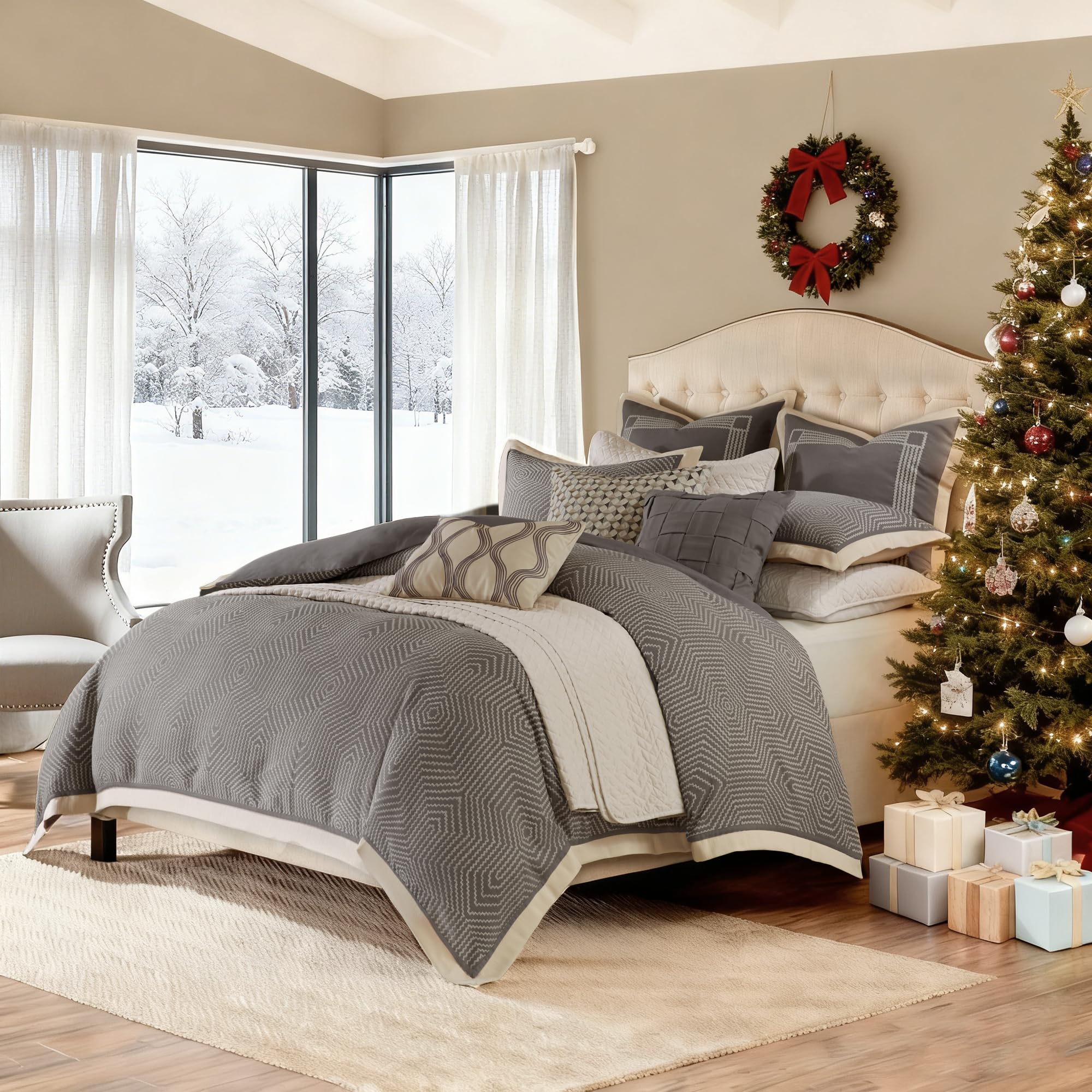 Shades of Grey Comforter Set by Madison Park Signature クイーン グレー MPS10-257｜global研究所
