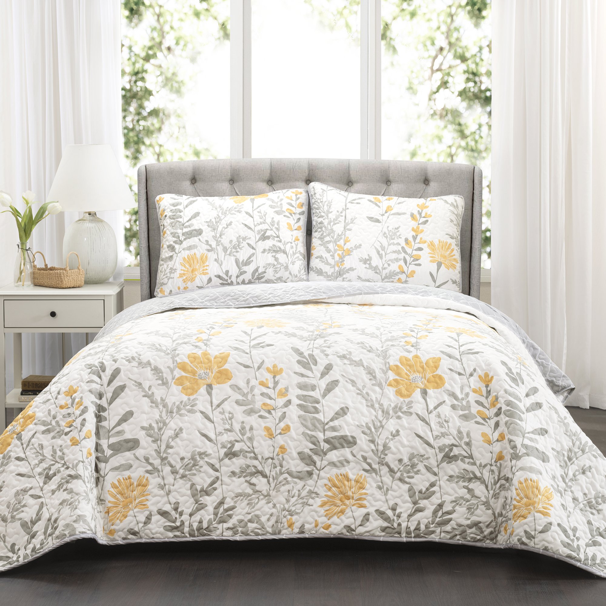 Aprile Quilt Yellow 3Pc Set Full/Queen|global研究所