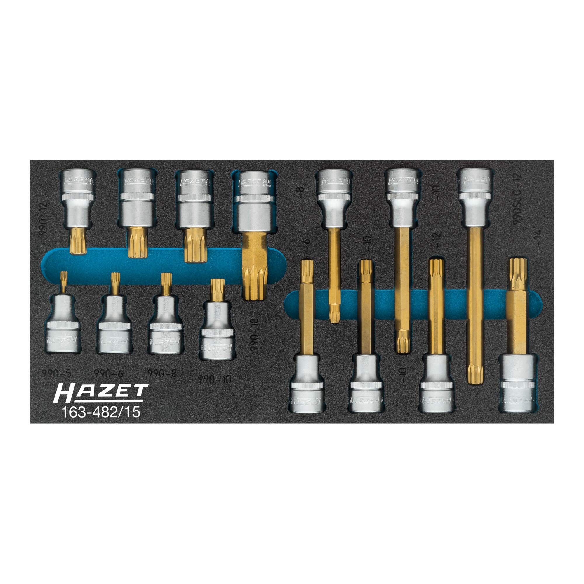Hazet ドライバーインサートセット (ロバートソン) 12.5=1'2個 163-482/15 四角12.5mm (1/2インチ) 内側多歯プロファイルXZN 工具数:15 スズコート サイズ｜global研究所 40,127円