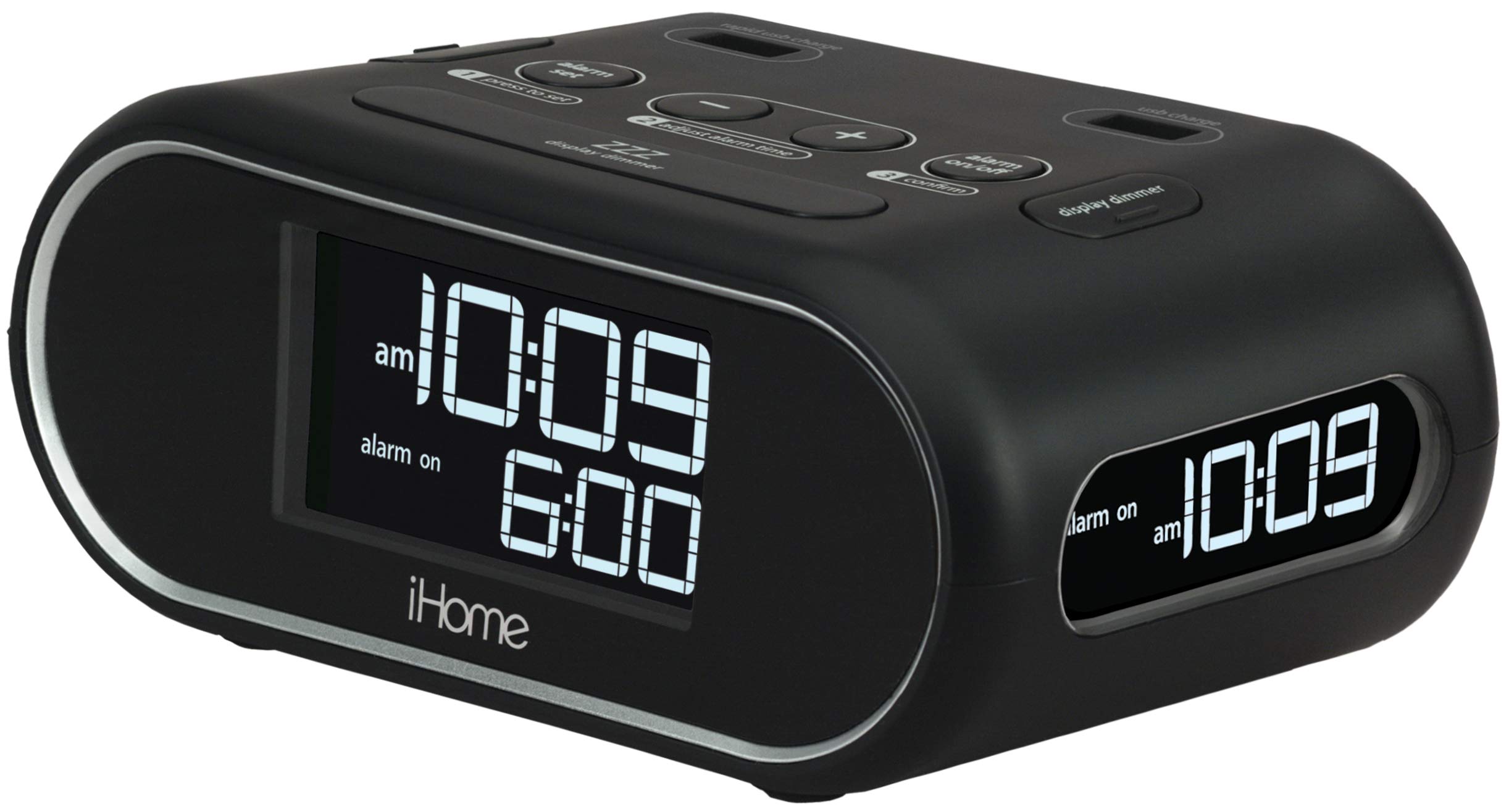 Homitem LCDトリプルディスプレイ目覚まし時計 デュアルUSB充電付き