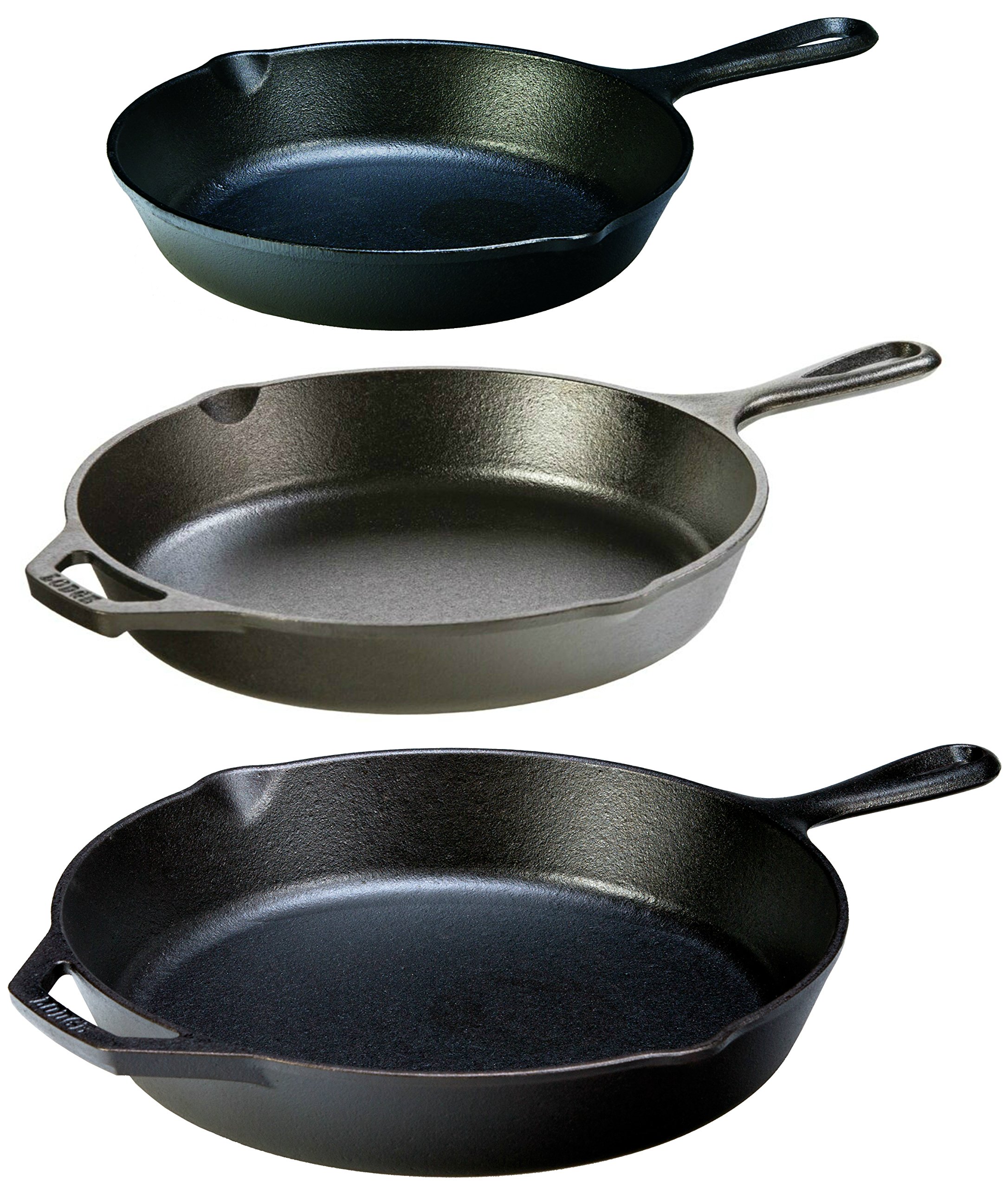 Lodge 油をなじませた鉄製調理器具セット。 3 Piece Skillet Set QUIVERBNDLE2|global研究所