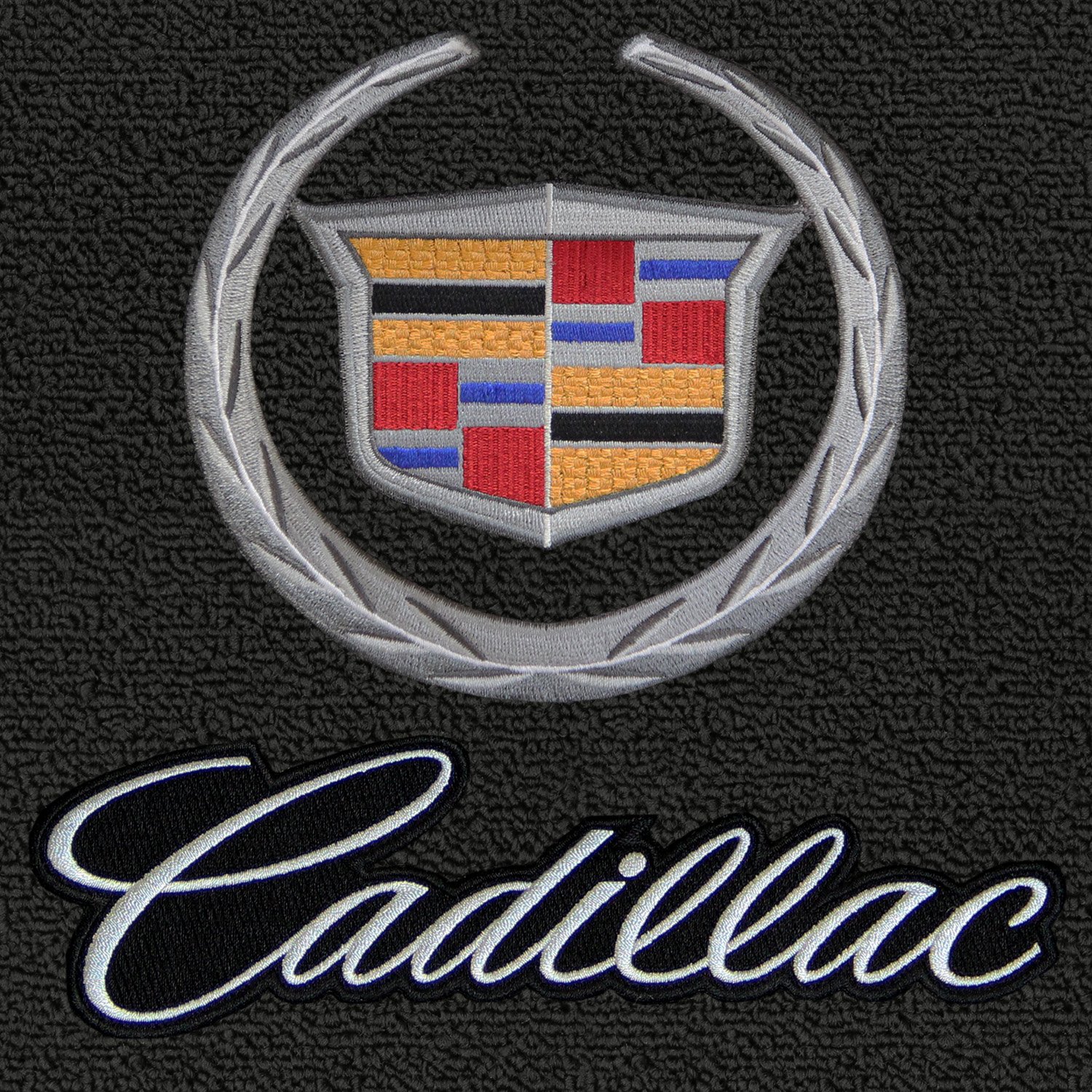 Lloyd Mats ? クラシックループフロントフロアマットエボニーキャデラックXLR 2004 ? 07 withシルバーCadillac Crest andスクリプトアップリケ