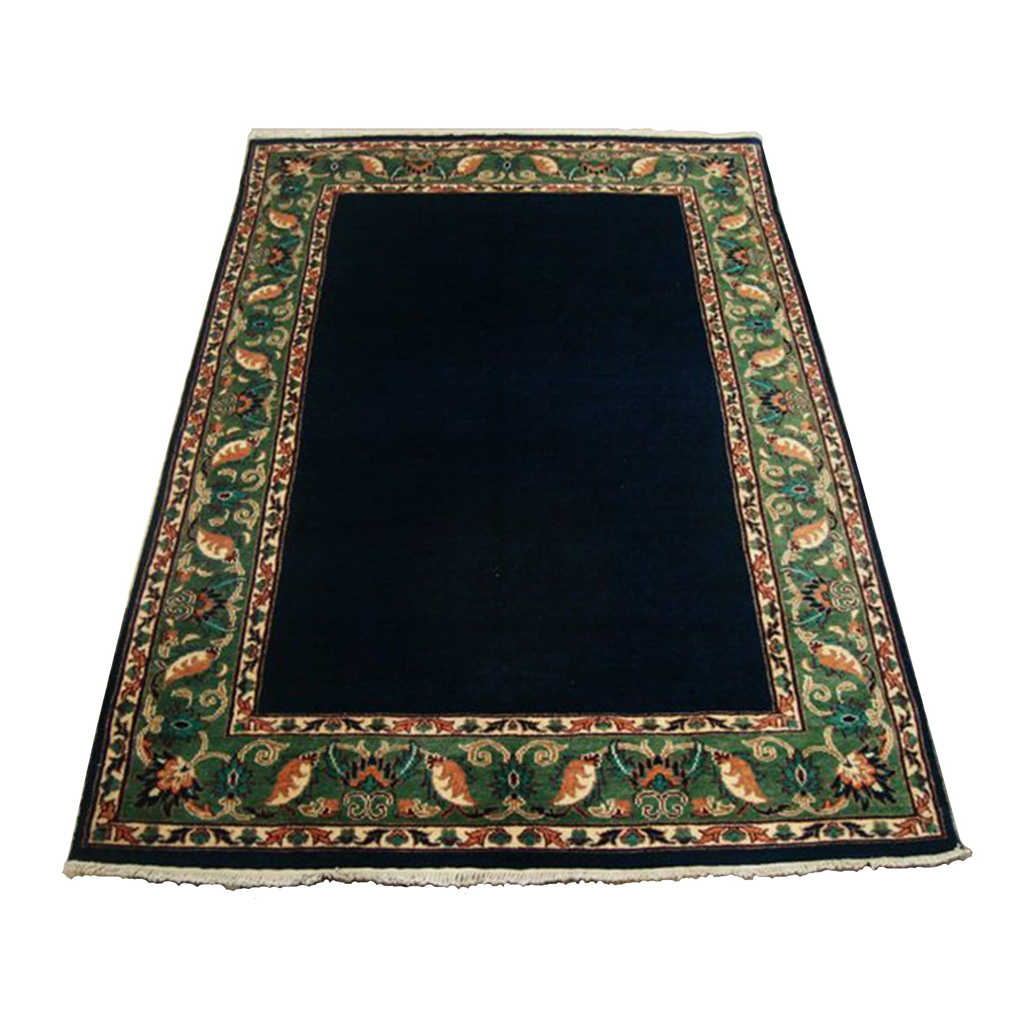 Mid Night Gabbeh Afghan ダークブルーレクタングルエリアラグハンドノットカーペット（5.10 x 4.2） \u0027