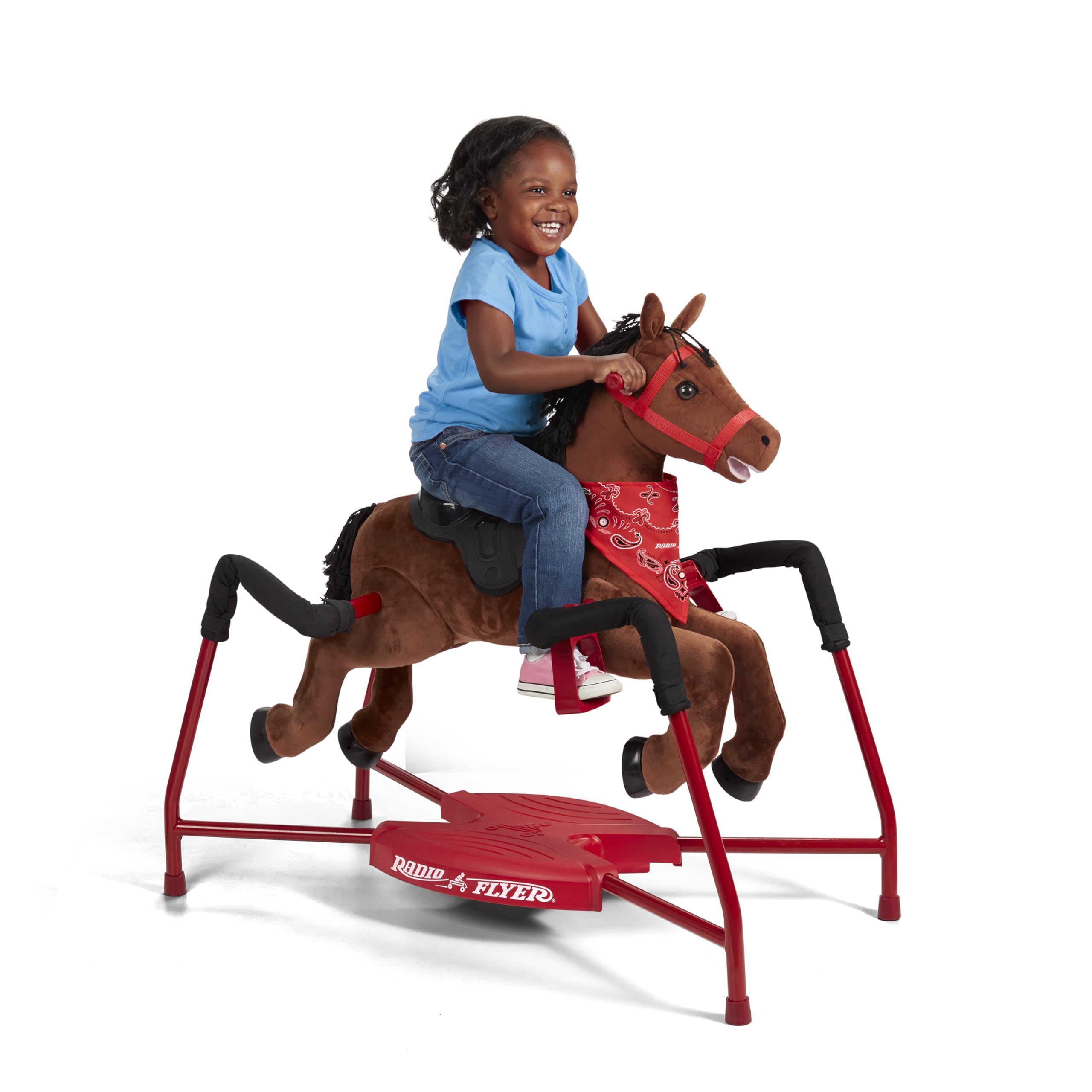 Radio Flyer(ラジオフライヤー) ぬいぐるみ ロッキングホース 2~6歳向け インタラクティブなライディングポニー サウンドエフェクト付き 安定したベース 子供に安全なデザイン 柔らかいプラッシュボディ 丈夫な構造 屋内遊び用の子供用乗車おもちゃ｜global研究所