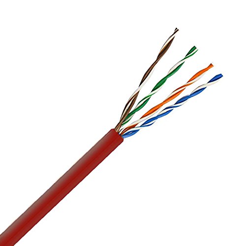 CAT5e 350MHzケーブル、4ペア、UTP、ライザー定格(CMR)、純裸銅 - レッド - 1000フィート