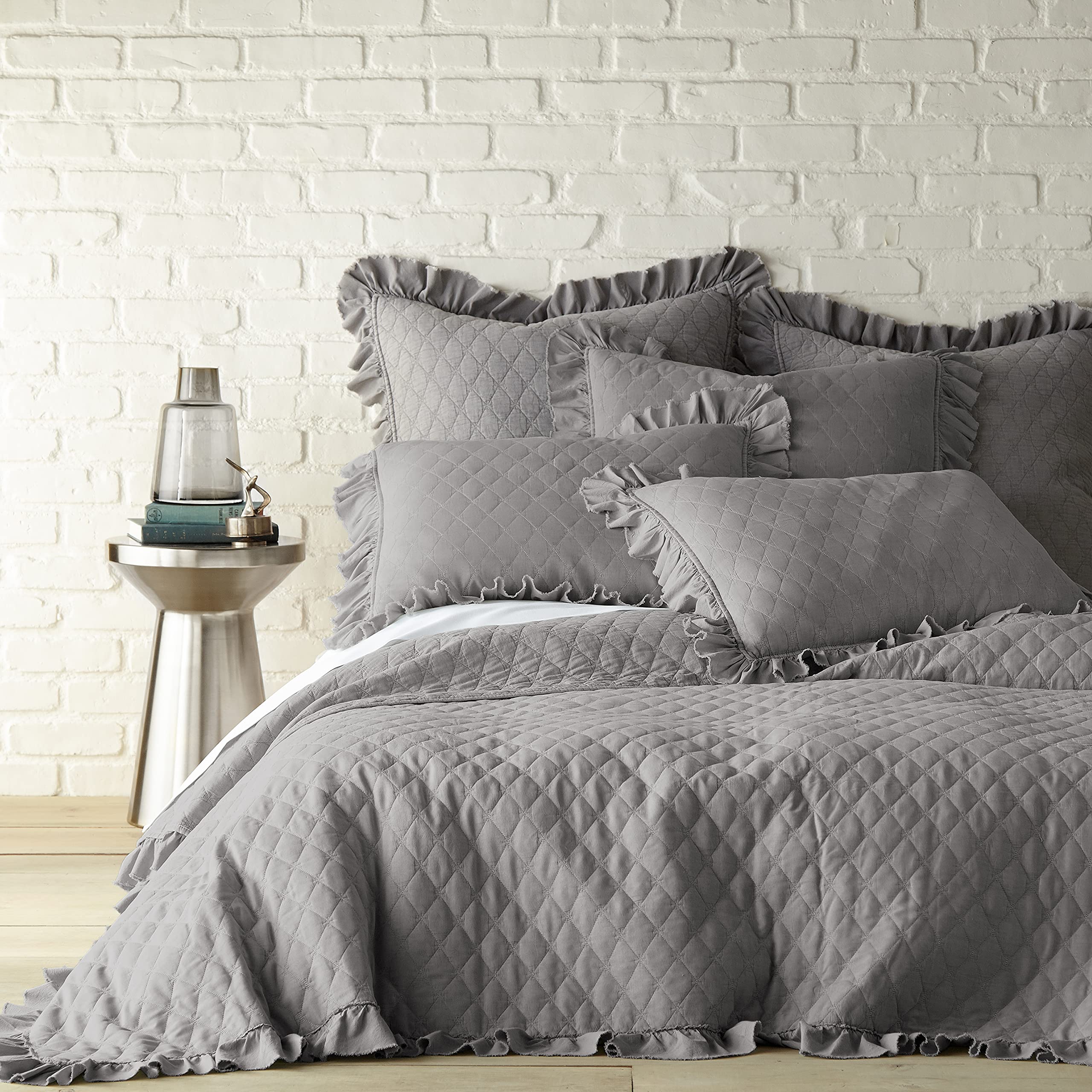 Levtex Home グレー ストーンウォッシュ キング キルトセット グレー 無地|global研究所