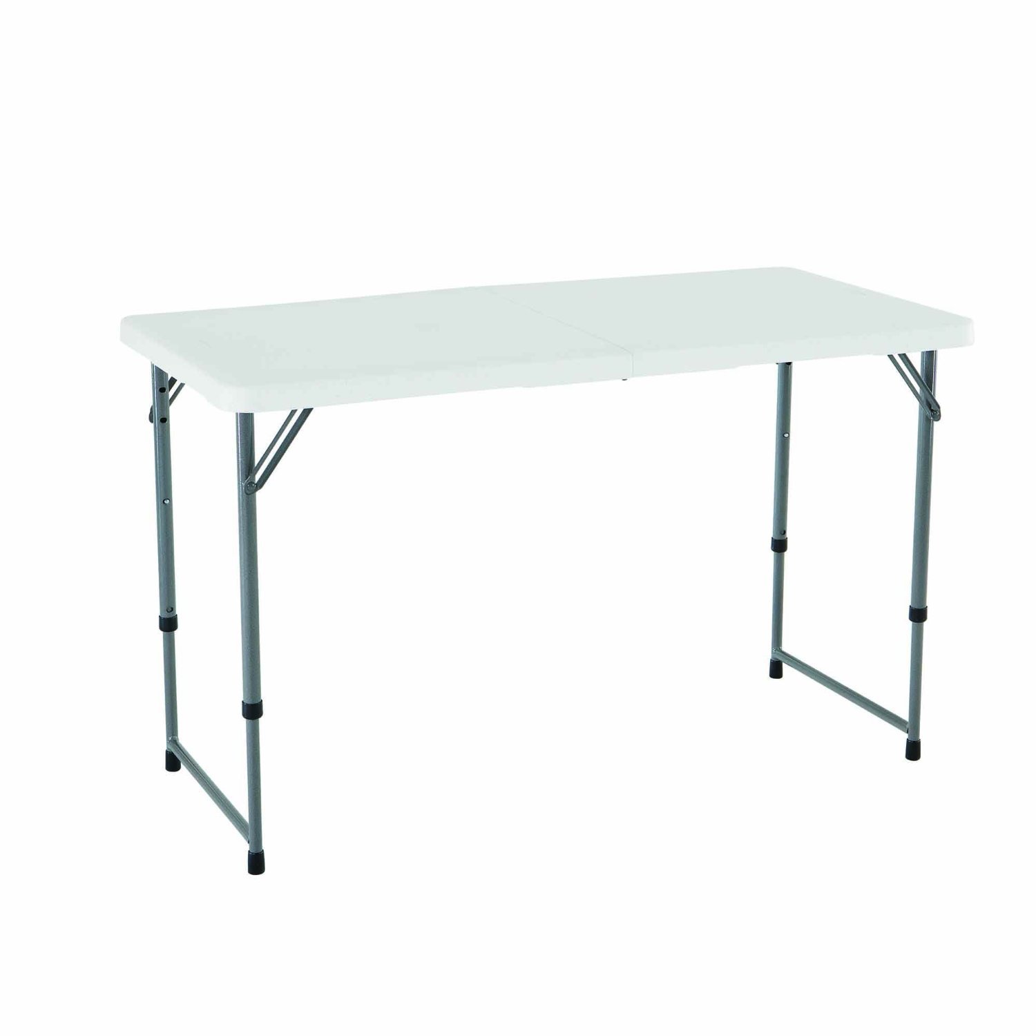 Ontario Furniture 4フィート折りたたみ式ユーティリティテーブル - 48インチ x 24インチ - ハーフに折りたたむ - 軽量で持ち運び可能 キャリーハンドル付き 便利 収納簡単 お手入れが簡単 - ホワイト