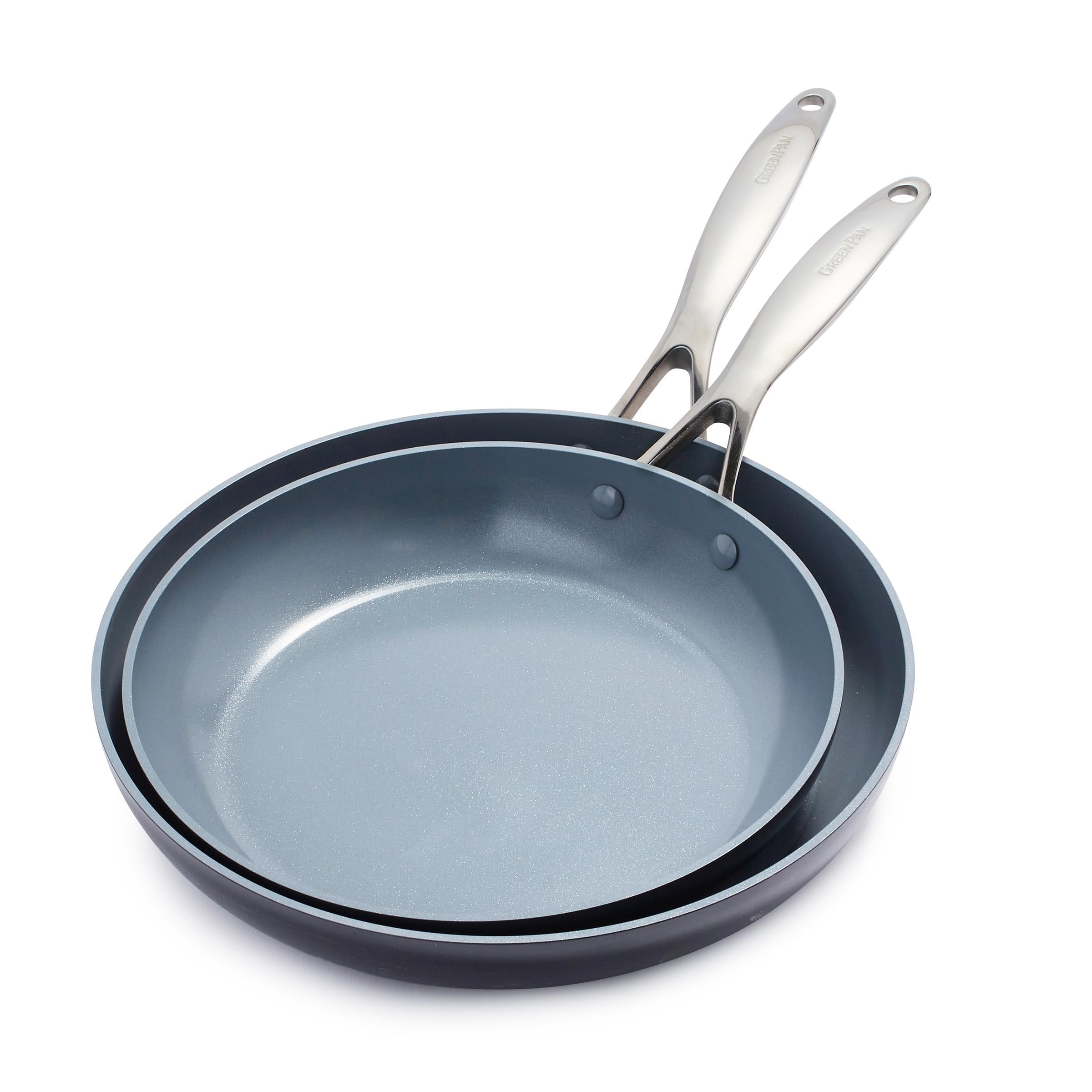 GreenPan バレンシアプロハード陽極酸化誘導安全なセラミックの非粘着 フライパン/フライパンセット、10 と12 グレー