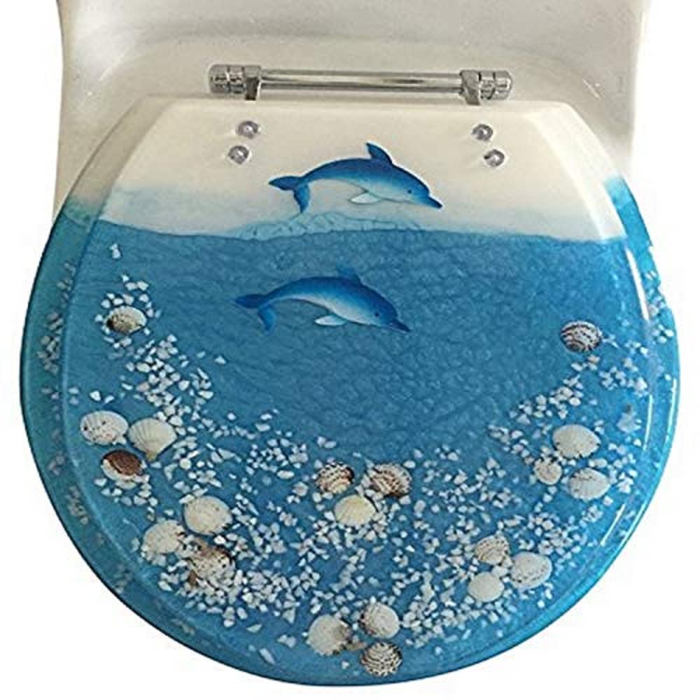 Daniel's Bath & Beyond ポリレジン ラウンド ドルフィン島 便座 17インチ ブルー｜global研究所