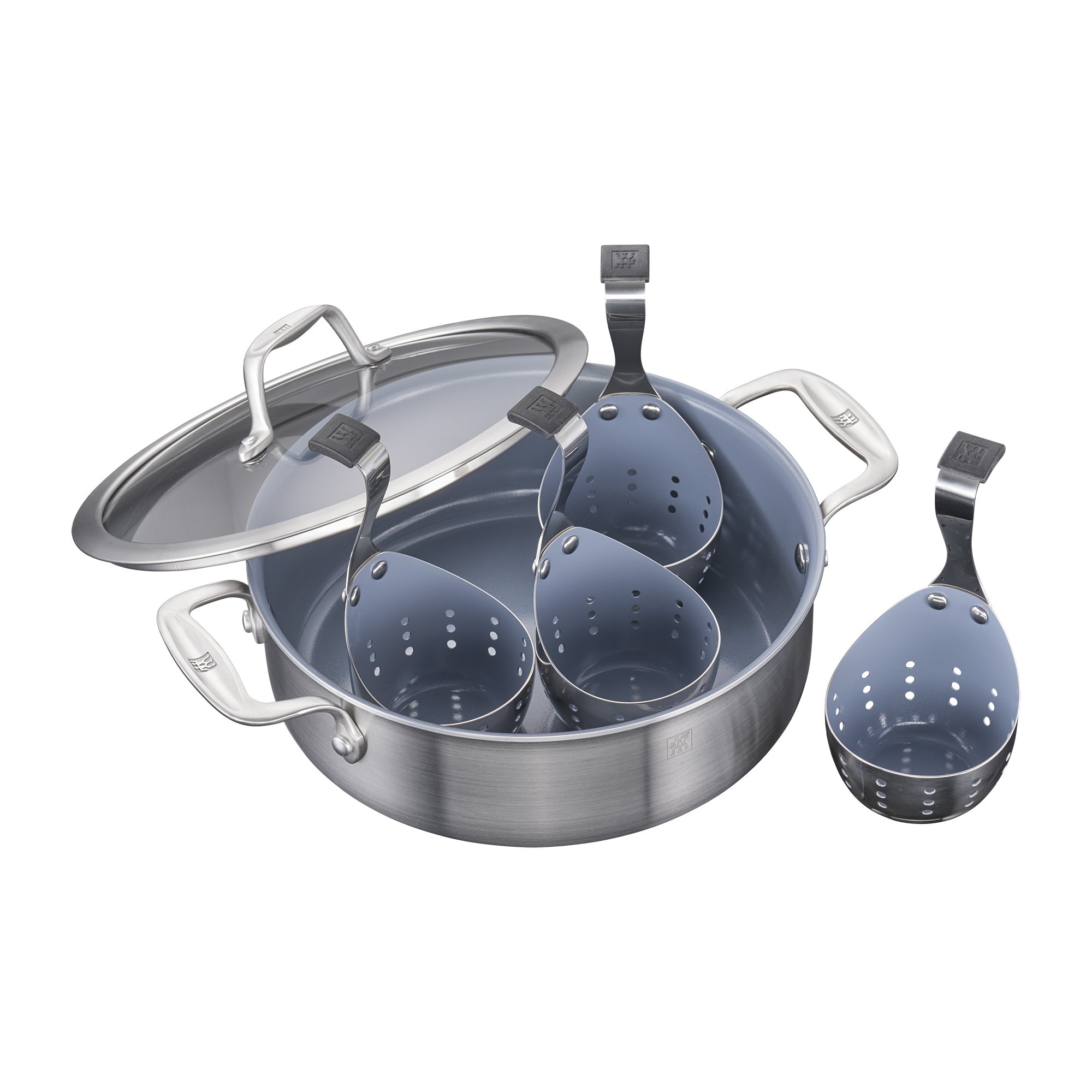 ZWILLING Spirit セラミックノンスティックエッグポーチャーセット 6個 ステンレススチール