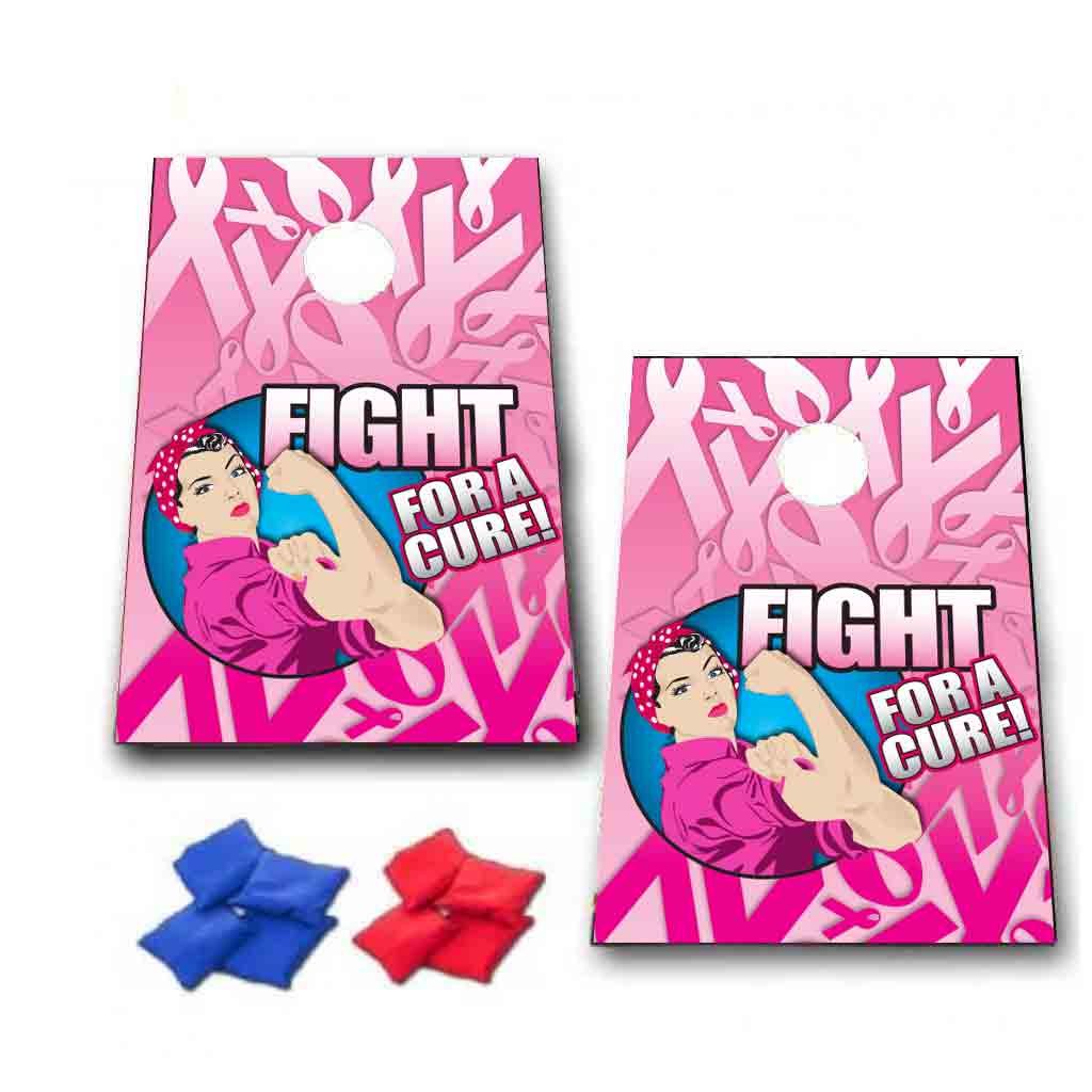 Breast Cancer Awareness Cornhole Game ? Fight For A CureバッグToss Game ? 8バッグIncluded ? 木製ボード|global研究所