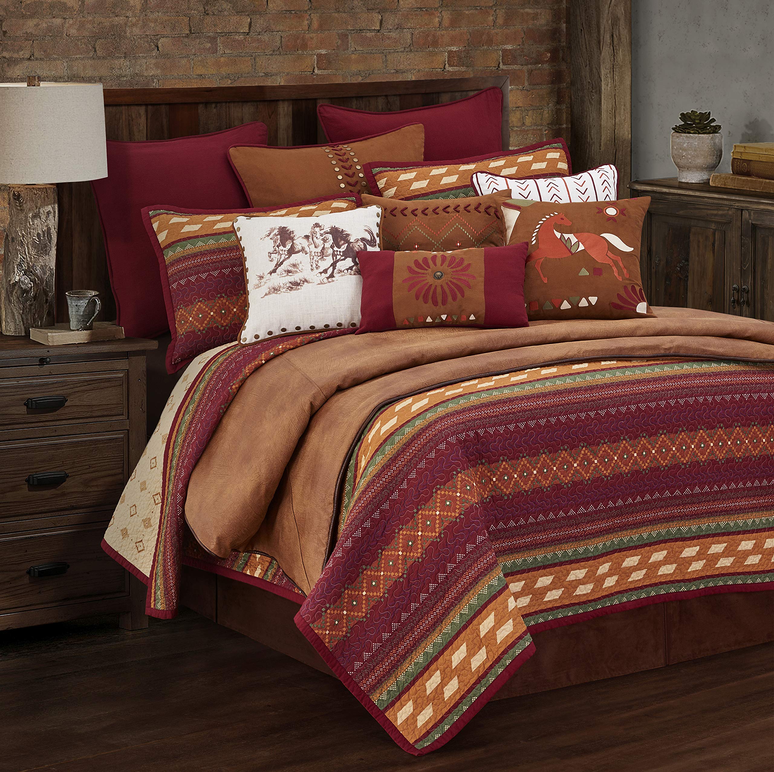 Paseo Road by HiEnd Accents Solace キルト3点セット 枕カバー付き、スーパークイーンサイズ、コットンリバーシブルラグジュアリー寝具、アステカ南西部素朴なスタイルベッドセット、キルト1枚、枕カバー2枚｜global研究所
