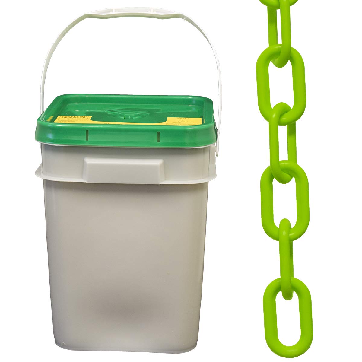 Mr. Chain プラスチックバリアチェーンペール セーフティグリーン リンク直径1.5インチ 長さ300フィート (30014-P)