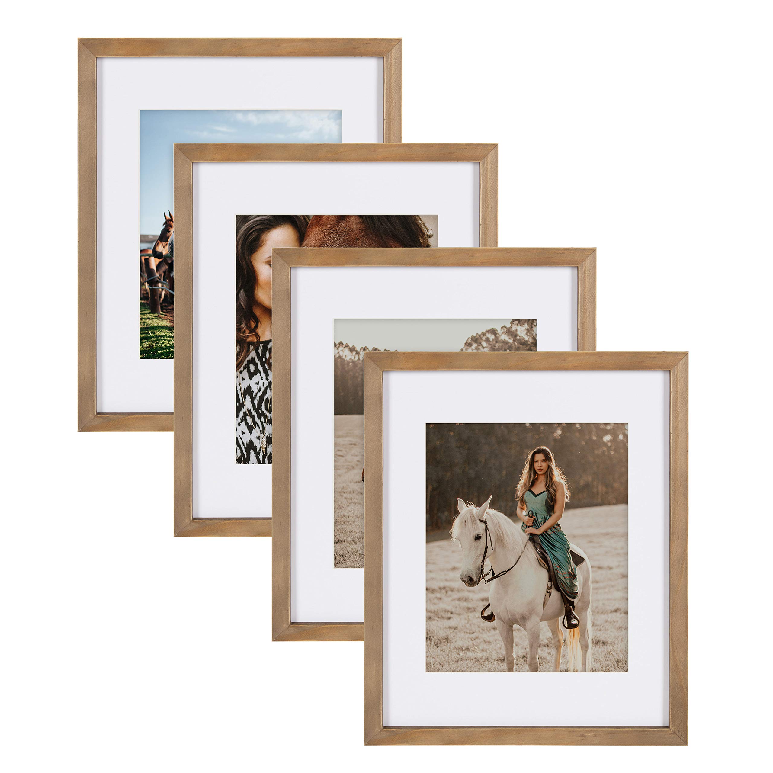 DesignOvation Gallery 11x14 マット仕上げ 8x10 木製写真フレーム 4枚セット 素朴なブラウン 4枚 18,381円