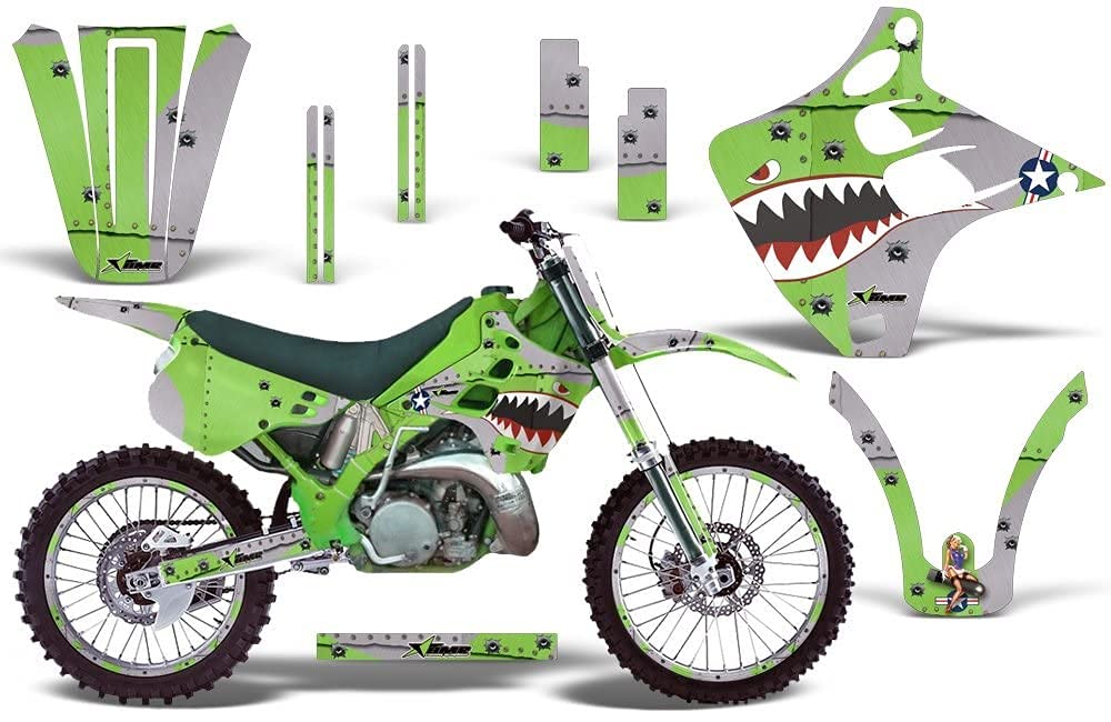 AMR Racing MX ダート自動自転車 グラフィック一揃いの道具 ステッカー デカール 携帯電話一皿 カワサキ KX125 KX250 1990-1991 - P-40 Warhawk 緑であること