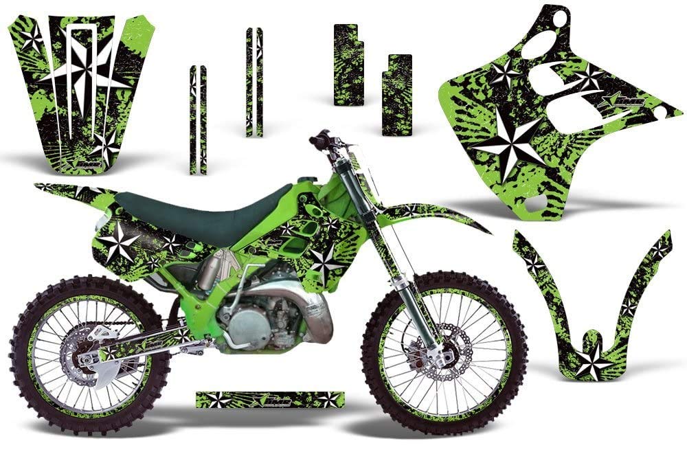 AMR Racing MX ダート自動自転車 グラフィック一揃いの道具 ステッカー デカール 携帯電話一皿 カワサキ KX125 KX250 1990-1991相応う 北の方はやりっ子緑であること