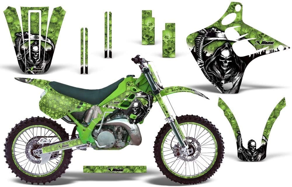 AMR Racing MX ダートバイク グラフィックキット ステッカー デカール ナンバープレート カワサキ KX125 KX250 1990-1991に対応 リーパーグリーン