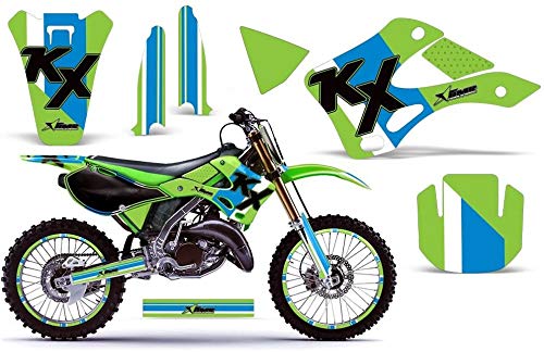 AMR Racing MX ダートバイク グラフィックキット ステッカー デカールとナンバープレート カワサキ KX125 KX250 1999-2002に対応 - ファクトリーレースグリーン|global研究所