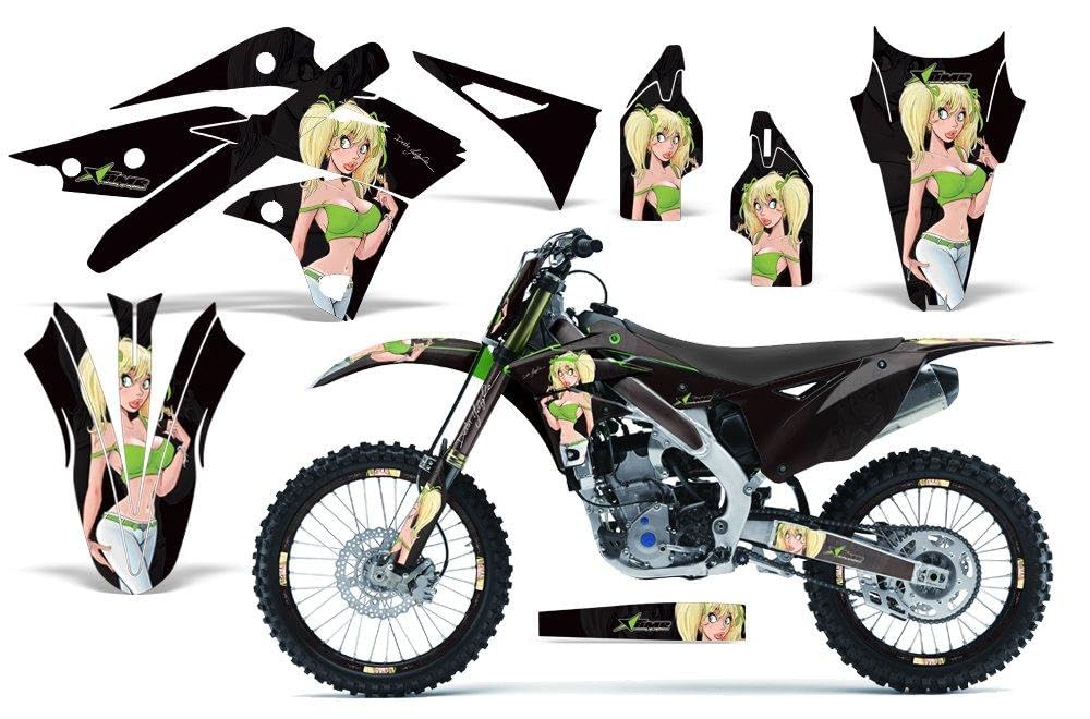 Kawasaki kxf250 2013 ? 2016 MXダートバイクグラフィックキットステッカーデカールkx250 F with Number Plates Mandyグリーンブラック