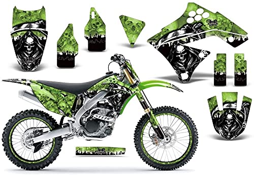 AMR Racing MX ダート自動自転車 グラフィック一揃いの道具 ステッカー デカール 携帯電話一皿 カワサキ KXF250 2009-2012相応う リーパーグリーン