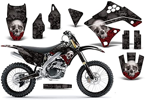 AMR Racing MX ダートバイク グラフィックキット ステッカー デカールとナンバープレート カワサキ KXF250 2009-2012対応 ボーンコレクターブラック|global研究所
