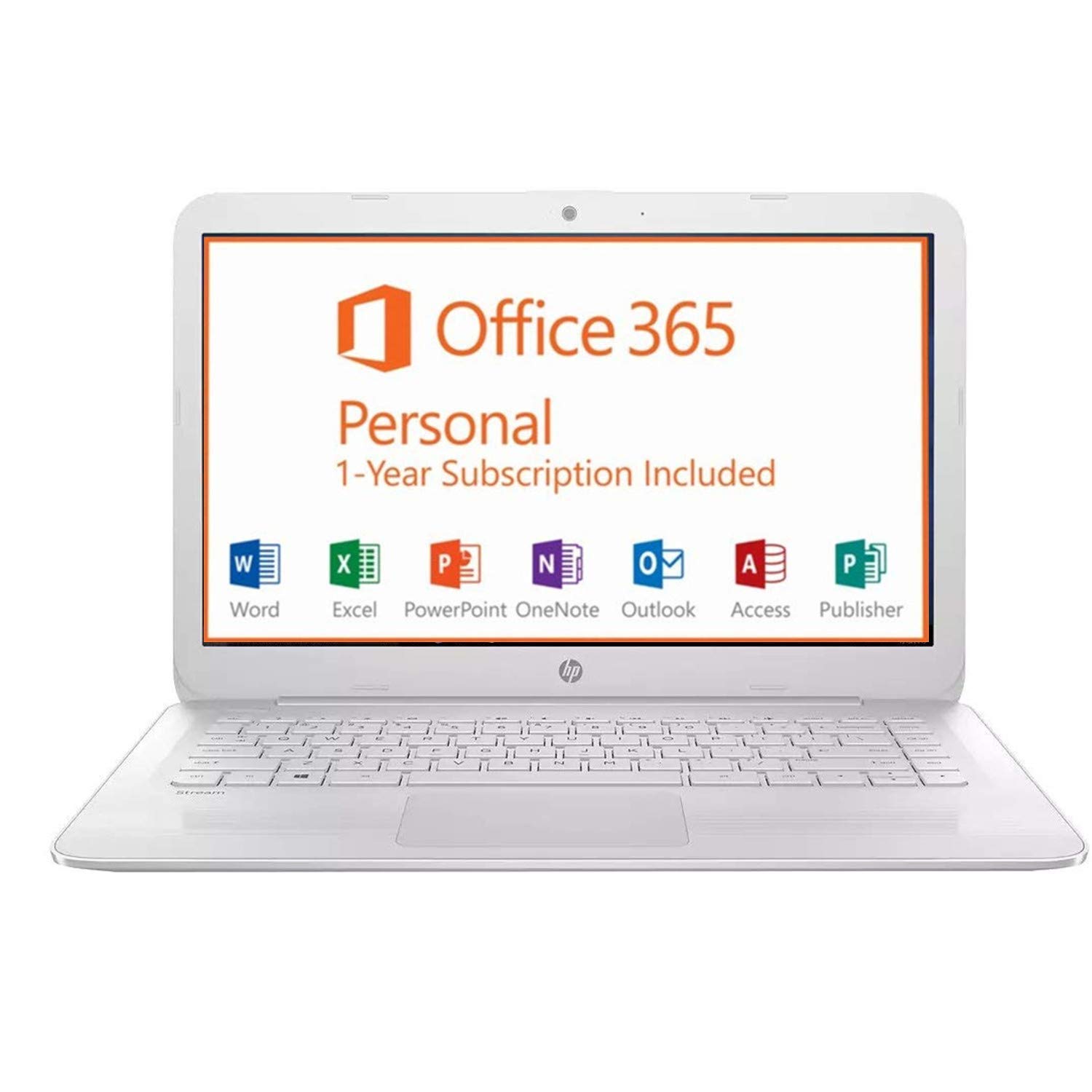 HP 14-inch Stream Laptop マイコン(Intel Celeron N3060  4GB ランダムアクセス記憶装置  64GB eMMC  White) with Office 365 Personal for one year