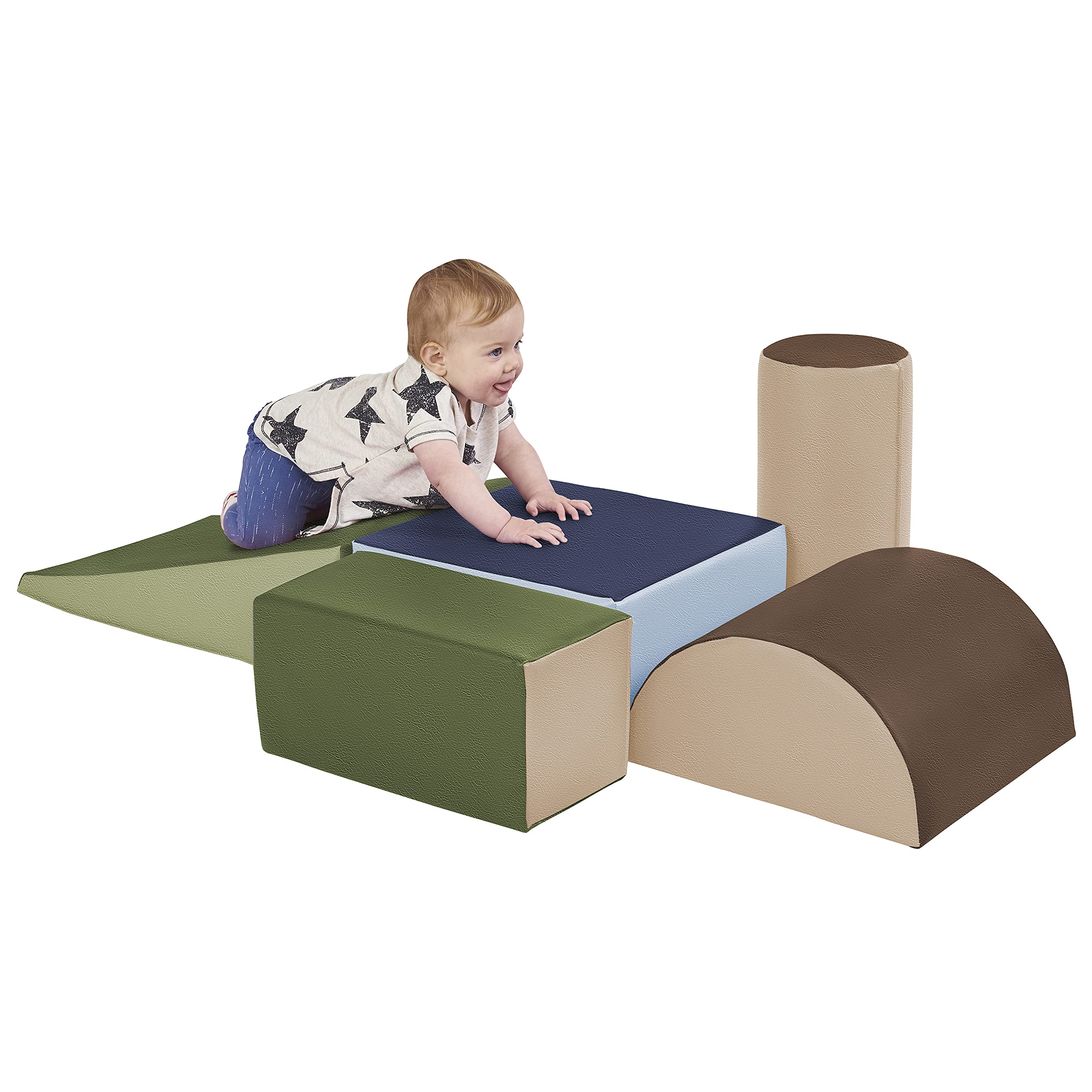 ECR4Kids SoftZone Climb and Crawl Playset  Building Blocks  Earthtone  5-Piece