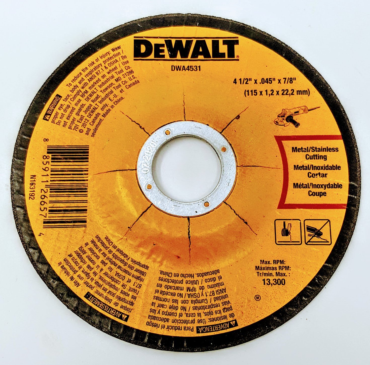 Dewalt DWA4531 DWA4531B5 4-1/2インチ X 0.45インチ X 7/8インチ T27 メタルカットオフホイール (100個パック)