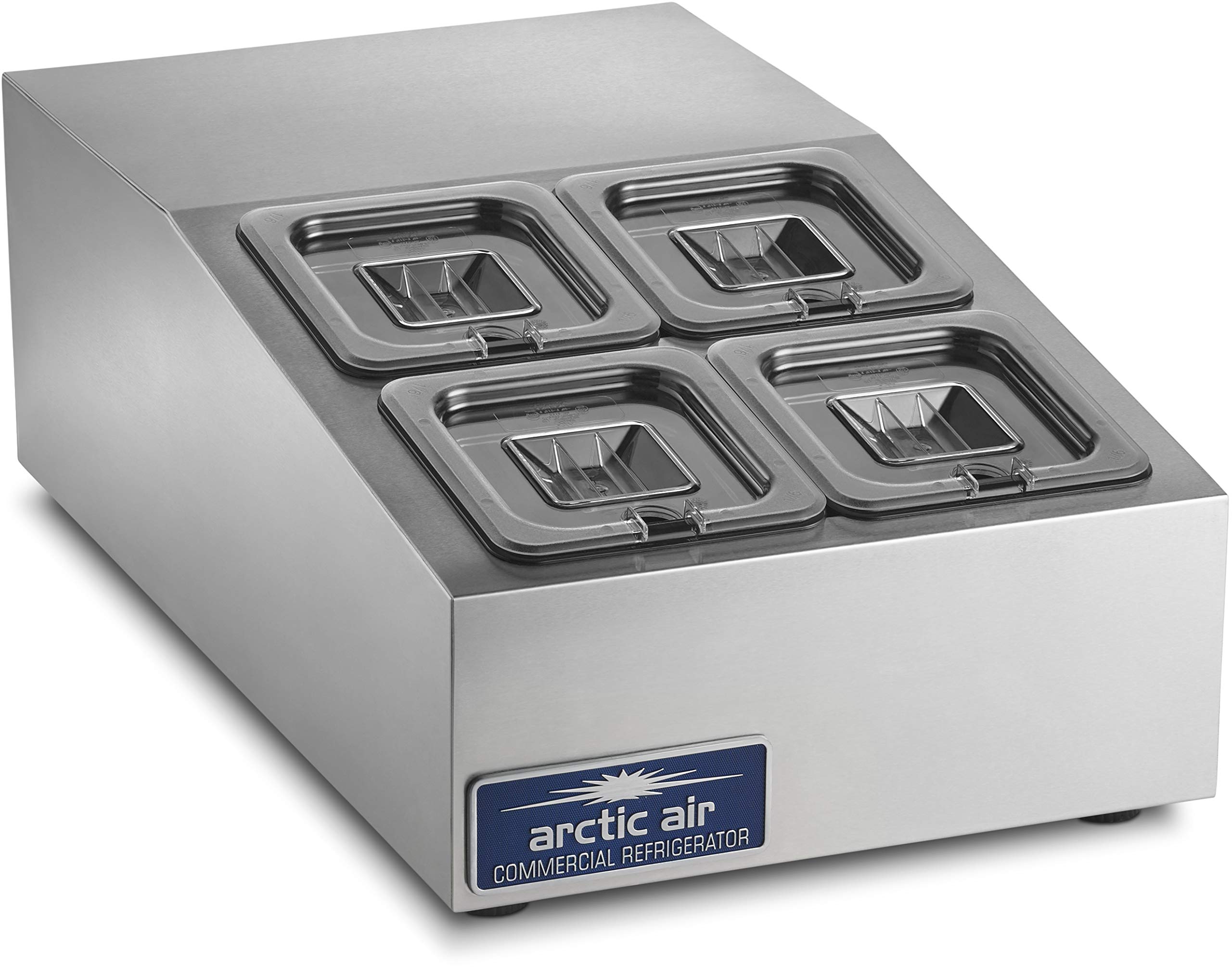 Arctic Air ACP4SQ Compact Refrigerated Counter-Top Prep Unit with (4) 1/6 Stainless Pans & Covers Silver｜global研究所