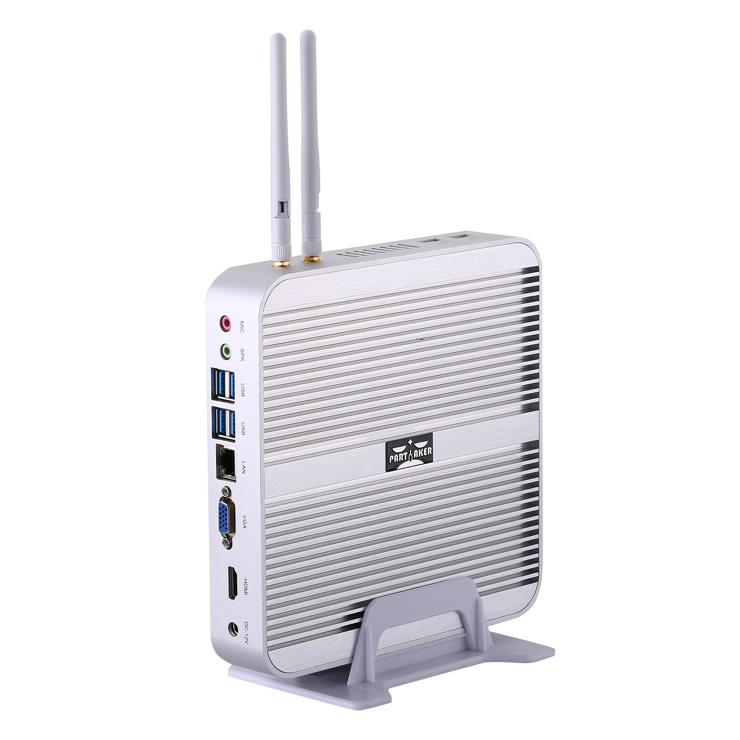Partaker Fanless Mini マイコン Windows 10 Pro  Intel Core i5 4200U Mini Comptuers  4GB Ram 128GB SSD  Mini マイコン i5 Support HDMI  VGA  4USB 3.0  無線LAN  Aluminum alloy chassis