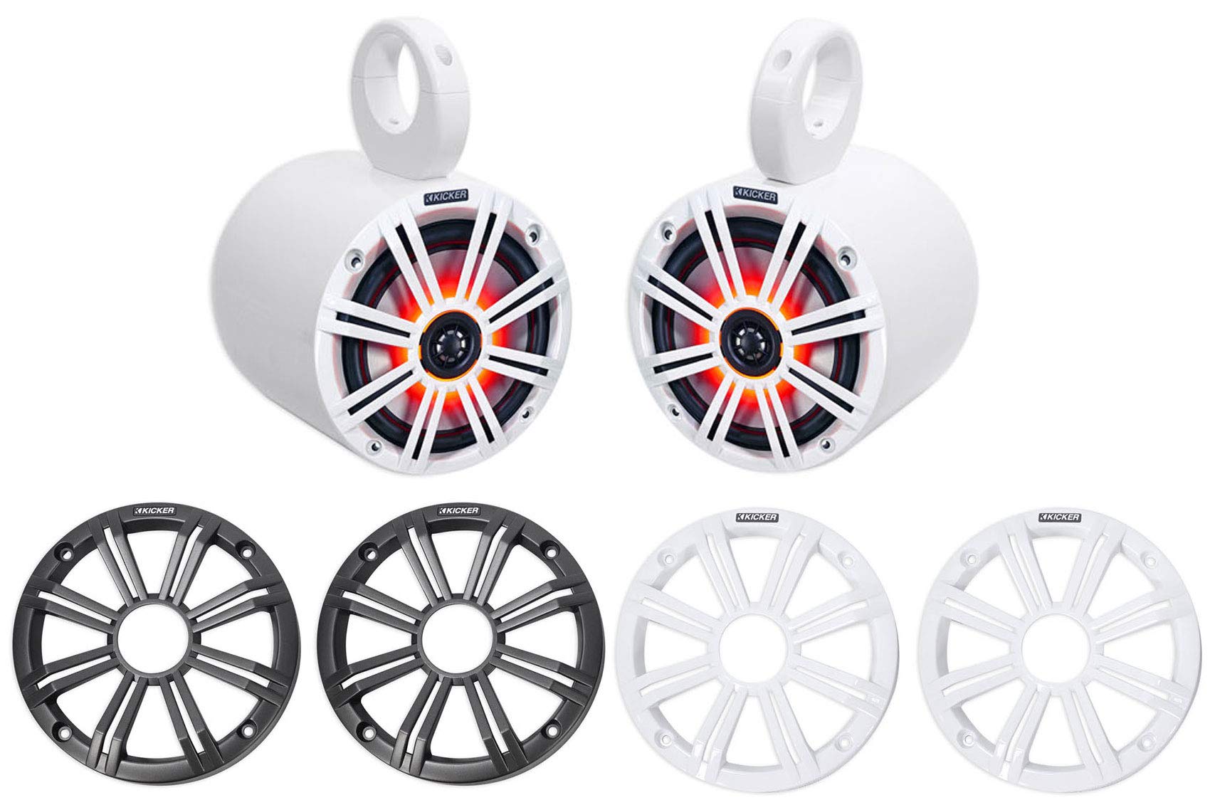 ペアキッカー45 km654l 6.5 390 WホワイトMarine WakeboardタワーLEDボートスピーカー|global研究所