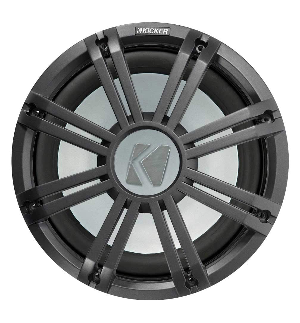 Kicker 45 kmf124 12  350 Watt MarineボートサブウーハーW /チャコールLEDグリルkmf12