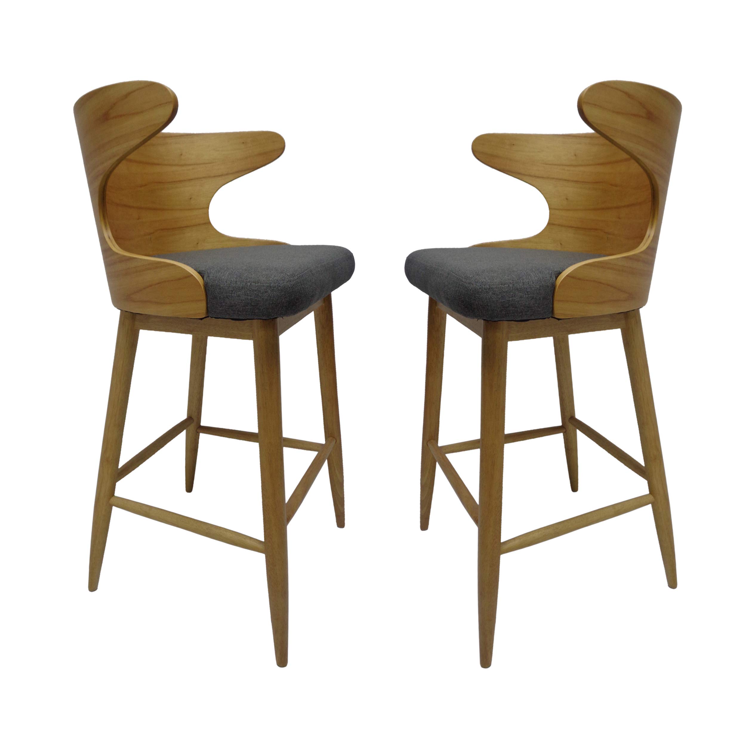 Christopher Knight Home Truda Mid Century Modern Fabric Barstools Set of 2 インチ Charcoal