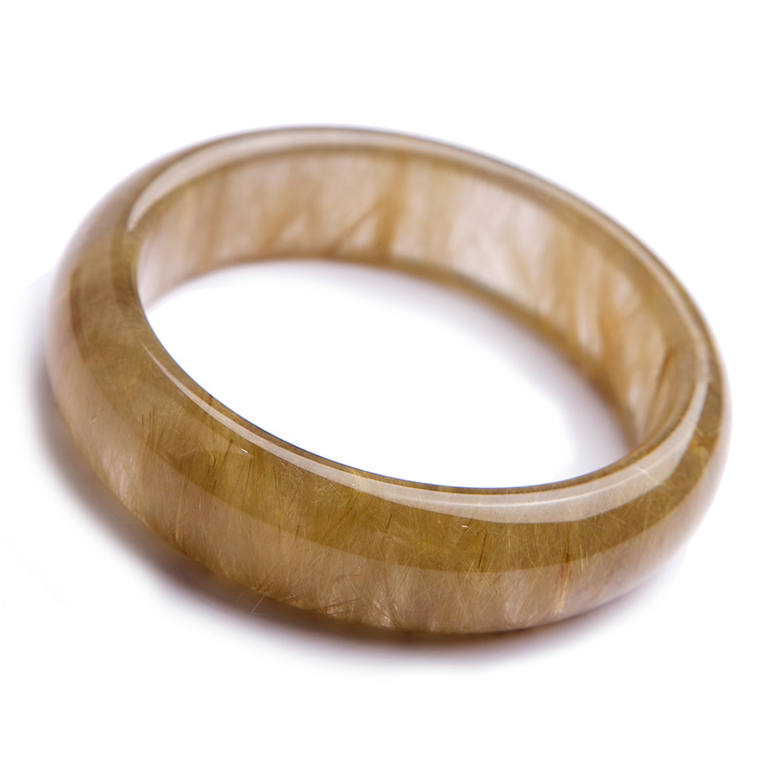 本物のブラジル 天然ゴールド ルチルクォーツ クリスタル バングル ブレスレット 女性用 内径 58mm クリスタル 天然ルチルクォーツ 宝石｜global研究所
