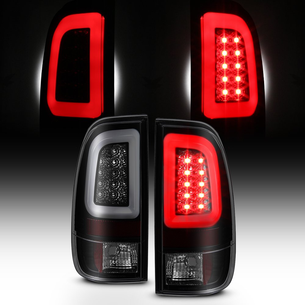 ブラック スモーク 2008-2016 フォード F250 F350 F450 F550 スーパーデューティー LED チューブ テールライト ペア ブレーキランプ