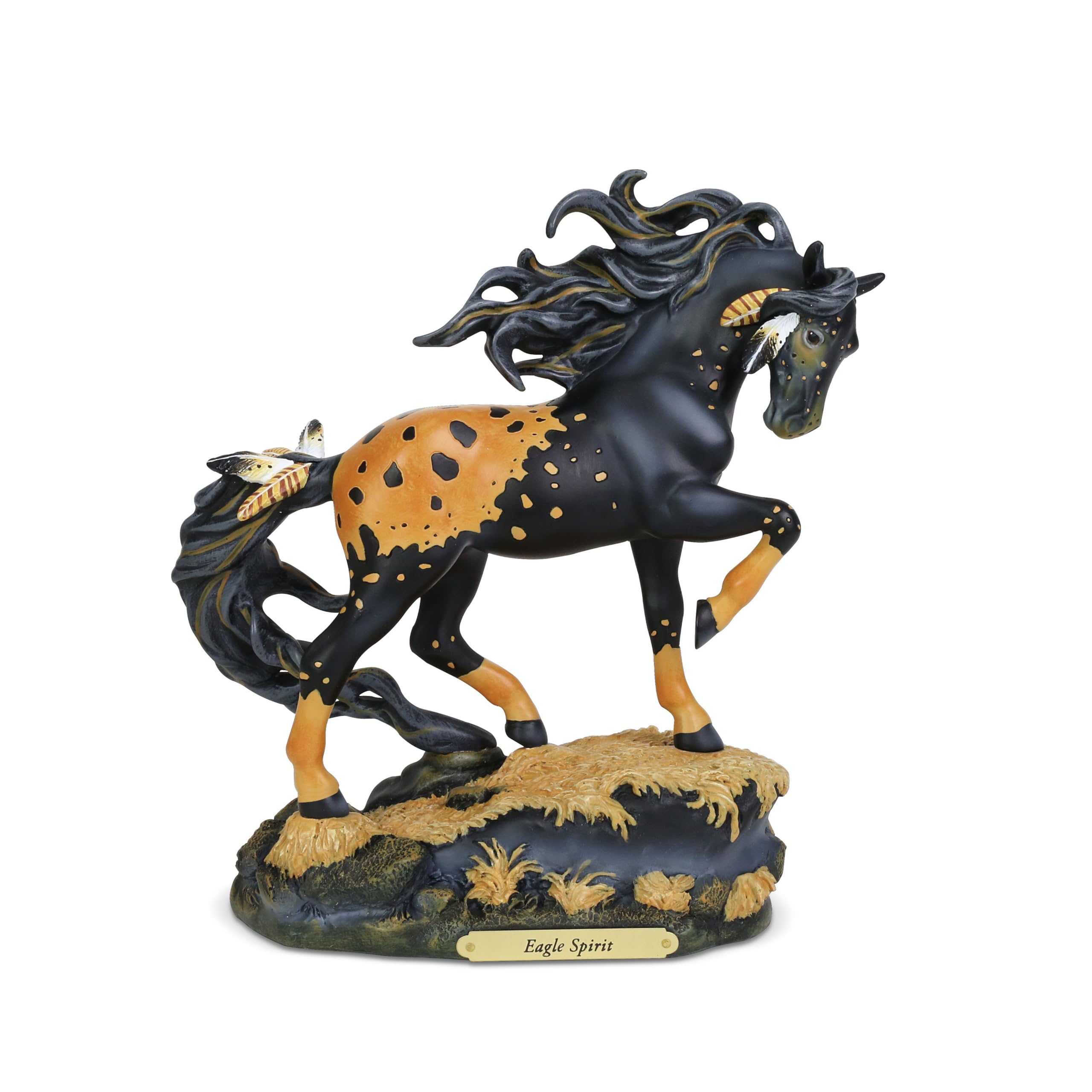 Enesco ペイントされたポニーのトレイル 「イーグルスピリット、9インチストーン樹脂フィギュア、9インチ、マルチカラー