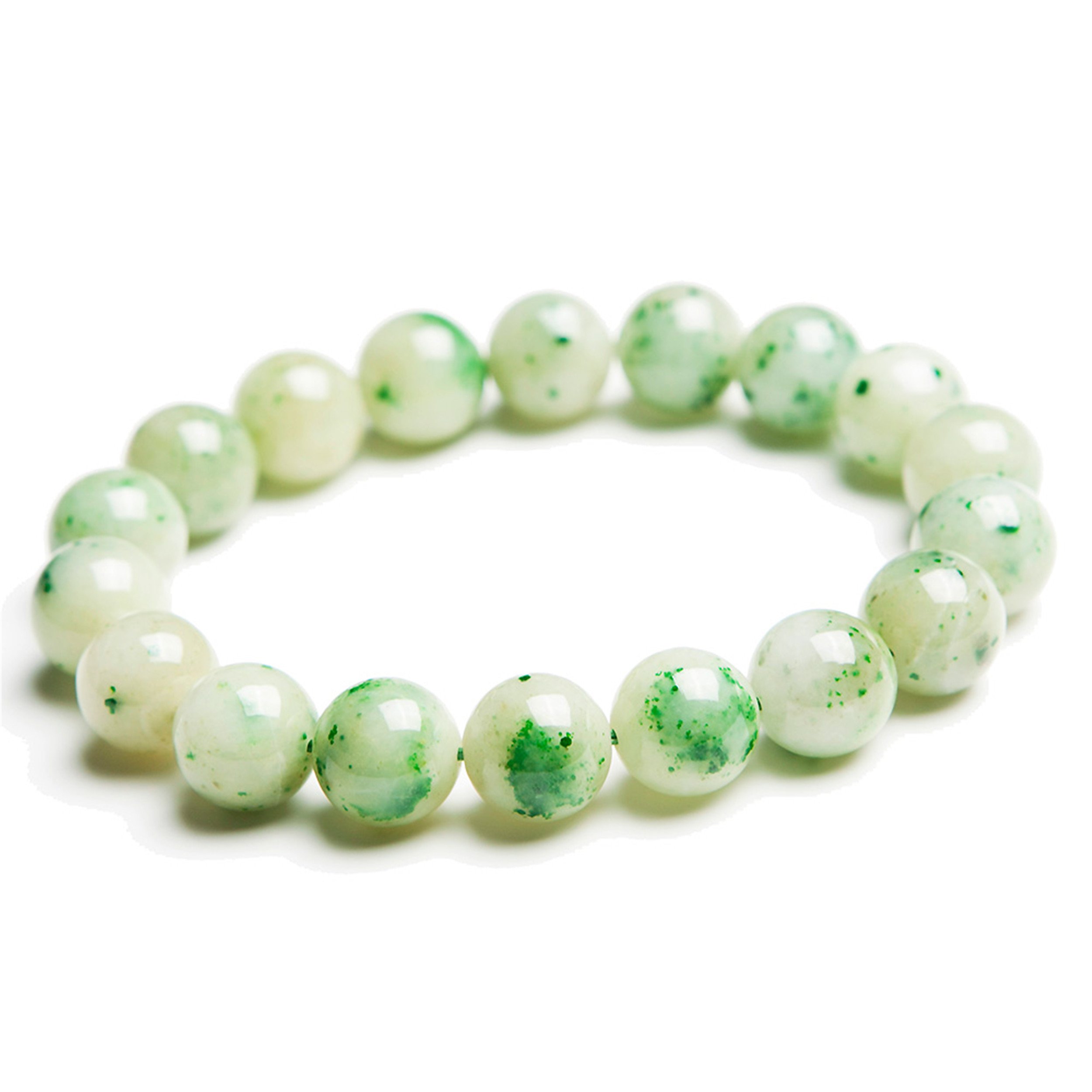 12mm 本物の天然Dushan Jade ジェムストーン クリスタル ストレッチ ラウンドビーズブレスレット