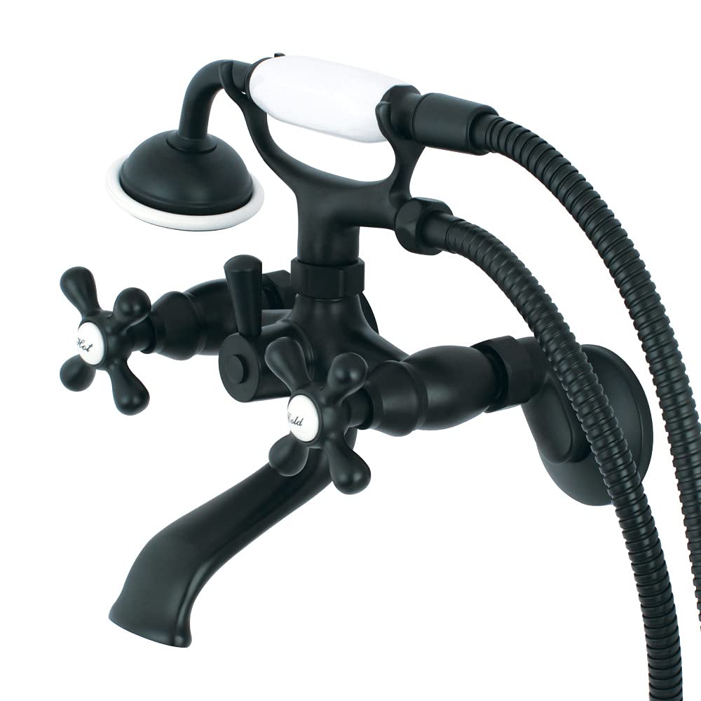 Kingston Brass KS265MB Kingston 6-Inch Adjustable Centers Wall Mount Tub Filler Matte Black 141［並行輸入］