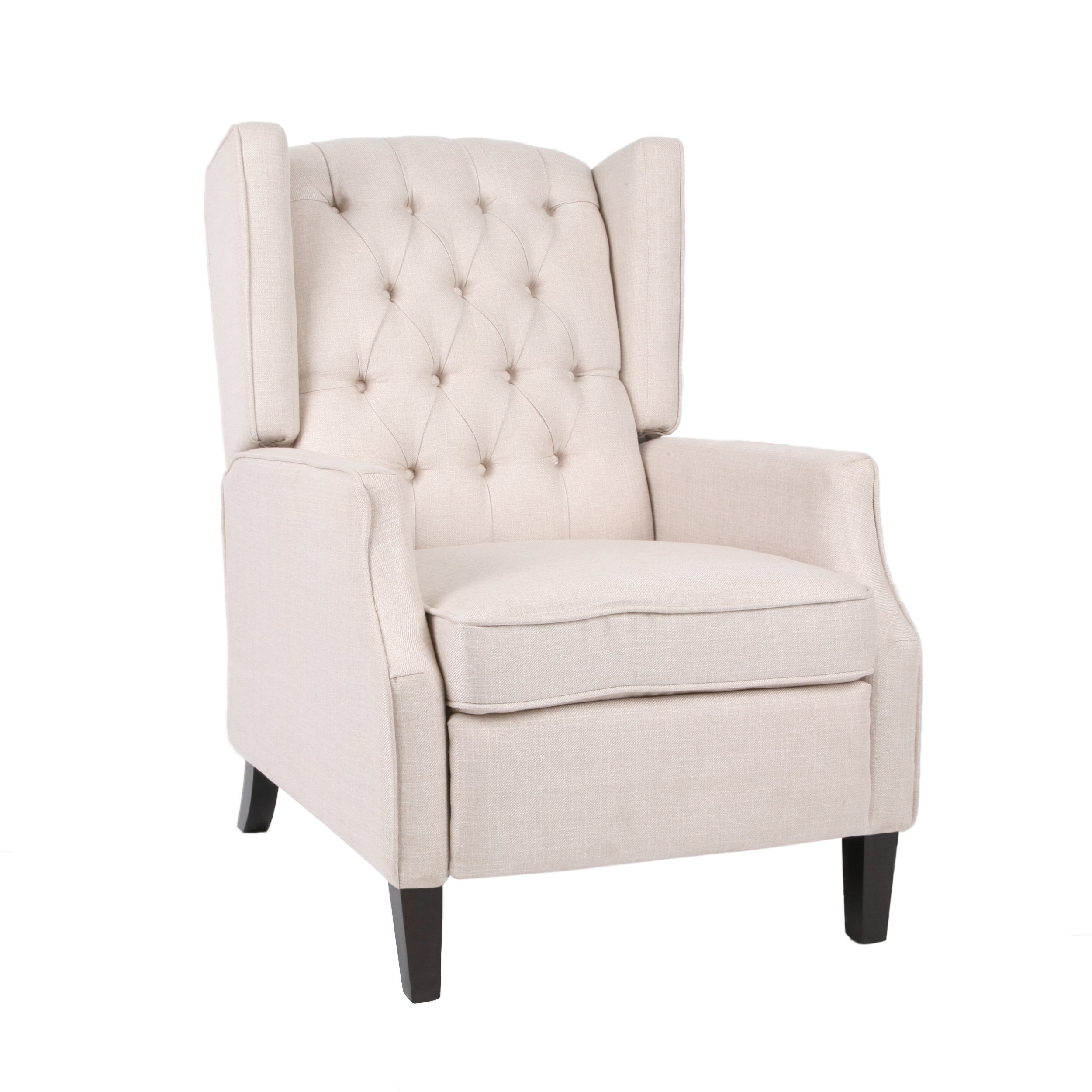 Christopher Knight Home Diana Wingback Recliner Light Beige Tweed + Dark Brown|global研究所