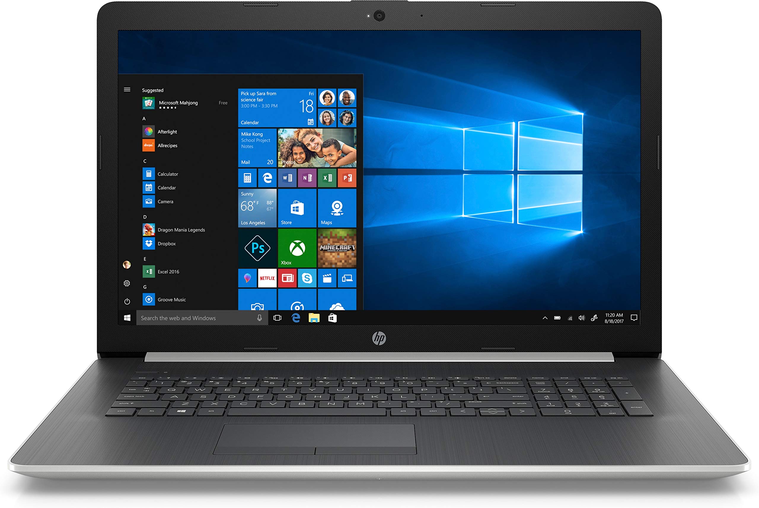 HP 17.3 HD+ Notebook Intel Core i7-8550U Processor 2TB Hard Drive Optical Drive HD Webcam HD Audio Windows 10 Home (Natural Silver)|global研究所