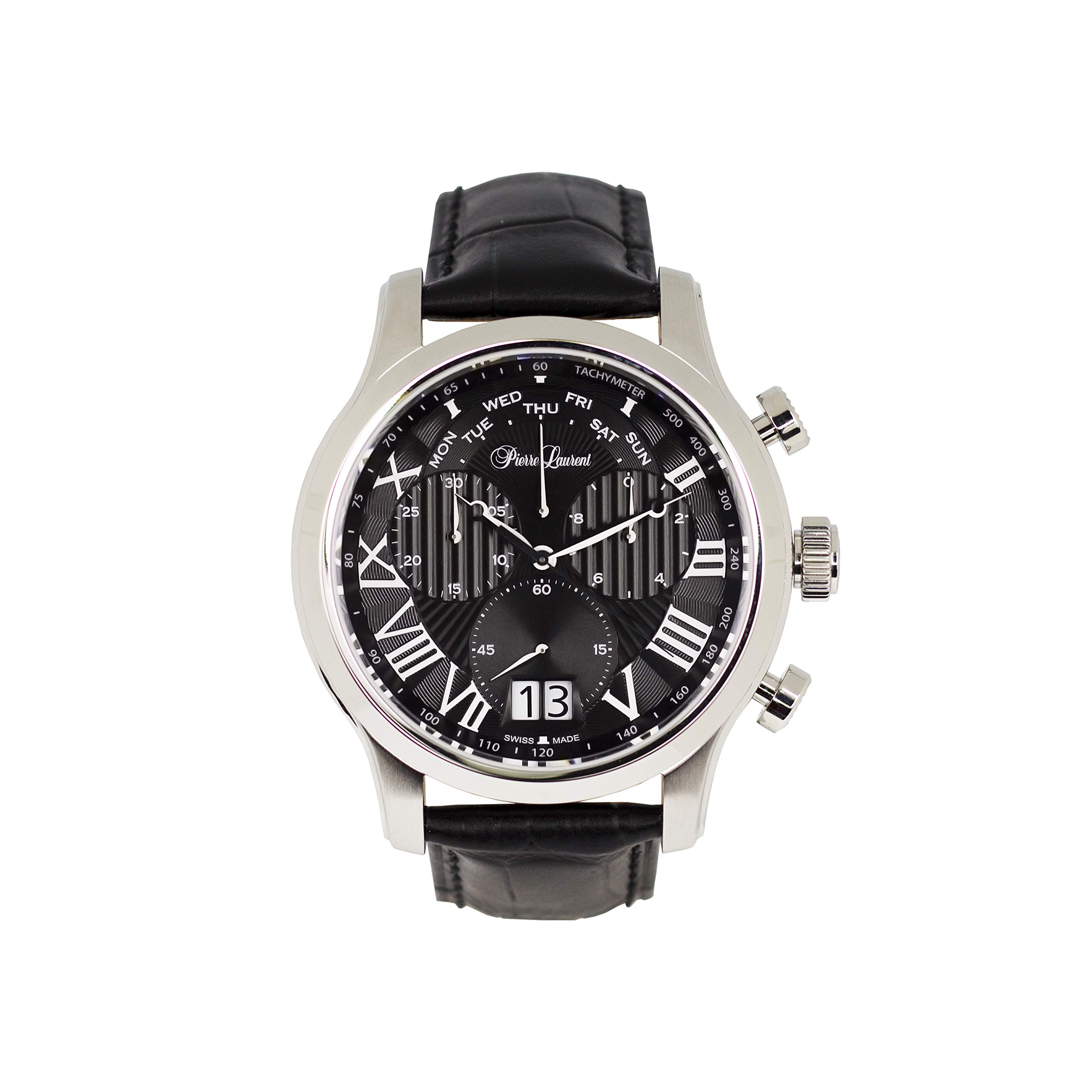 Pierre Laurent スイス連邦製 メンズ クラシックデイレトログラードクロノグラフウォッチ