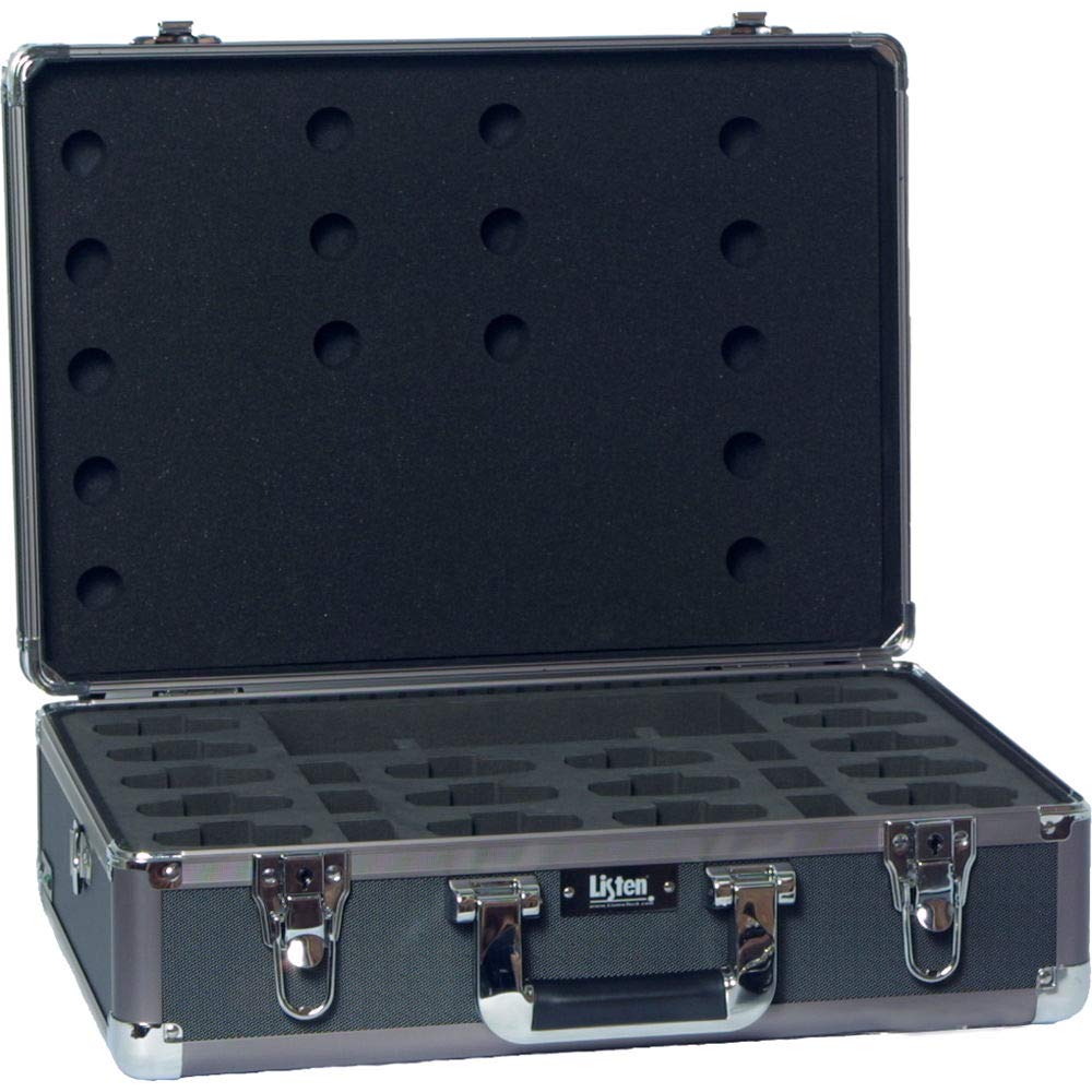 Listen Technologies LA-313 16ユニット ポータブル RF製品キャリングケース グレー 最大16個のレシーバーを便利に収納 ロックラッチ 取り外し可能なナイロンショルダーストラップ