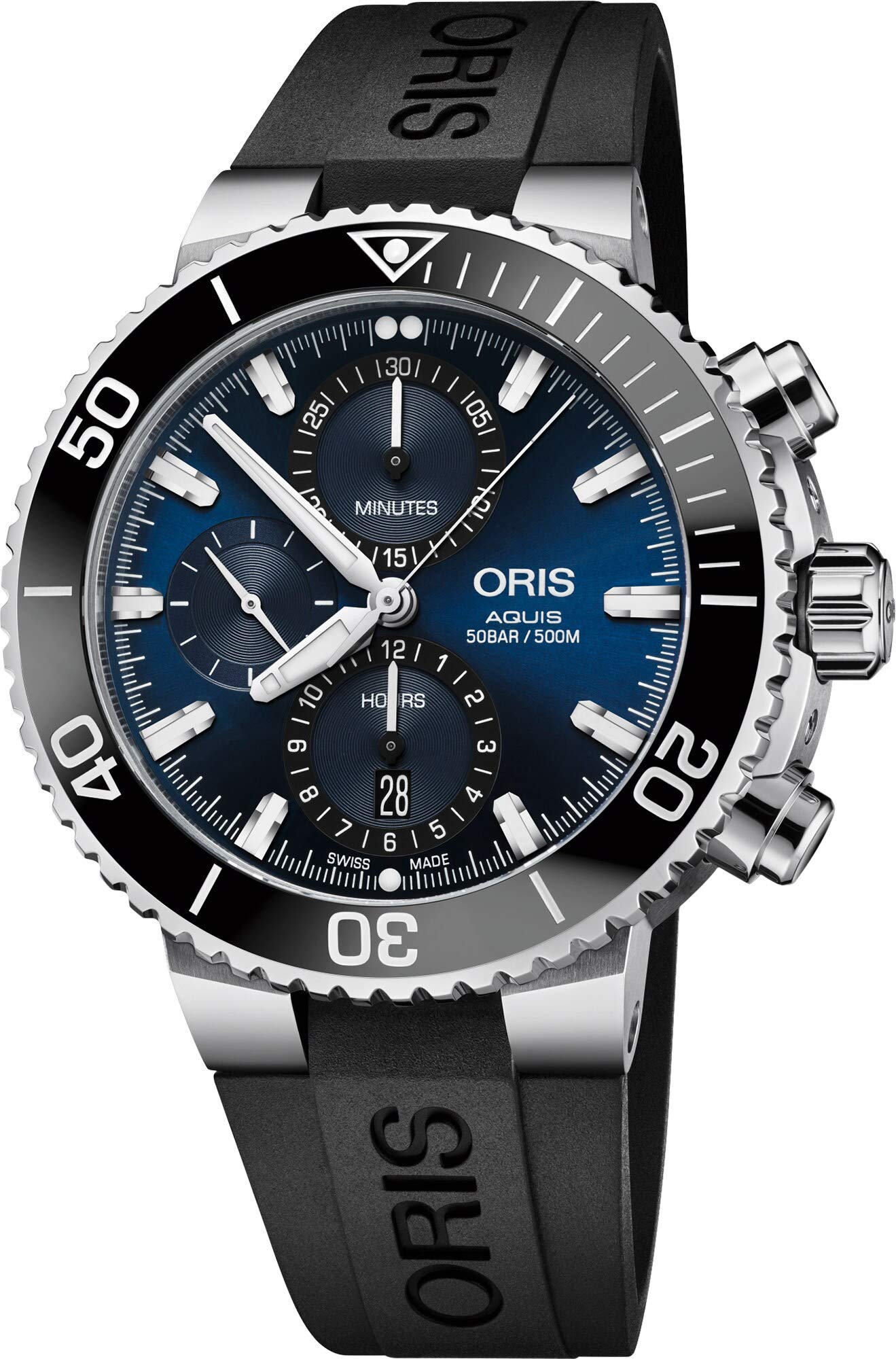 Oris Aquis クロノグラフ ステンレス鋼スチール写真 リブストラップ付き添い人 メンズ ウオッチ
