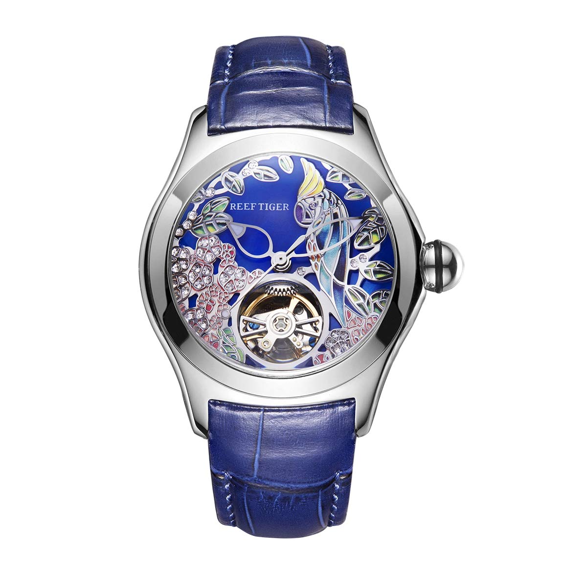 Reef Tiger RGA7105 ブルーダイヤル ラグジュアリーファッションウォッチ レディース スチール 防水 アナログウォッチ ZRGA7105-YLL