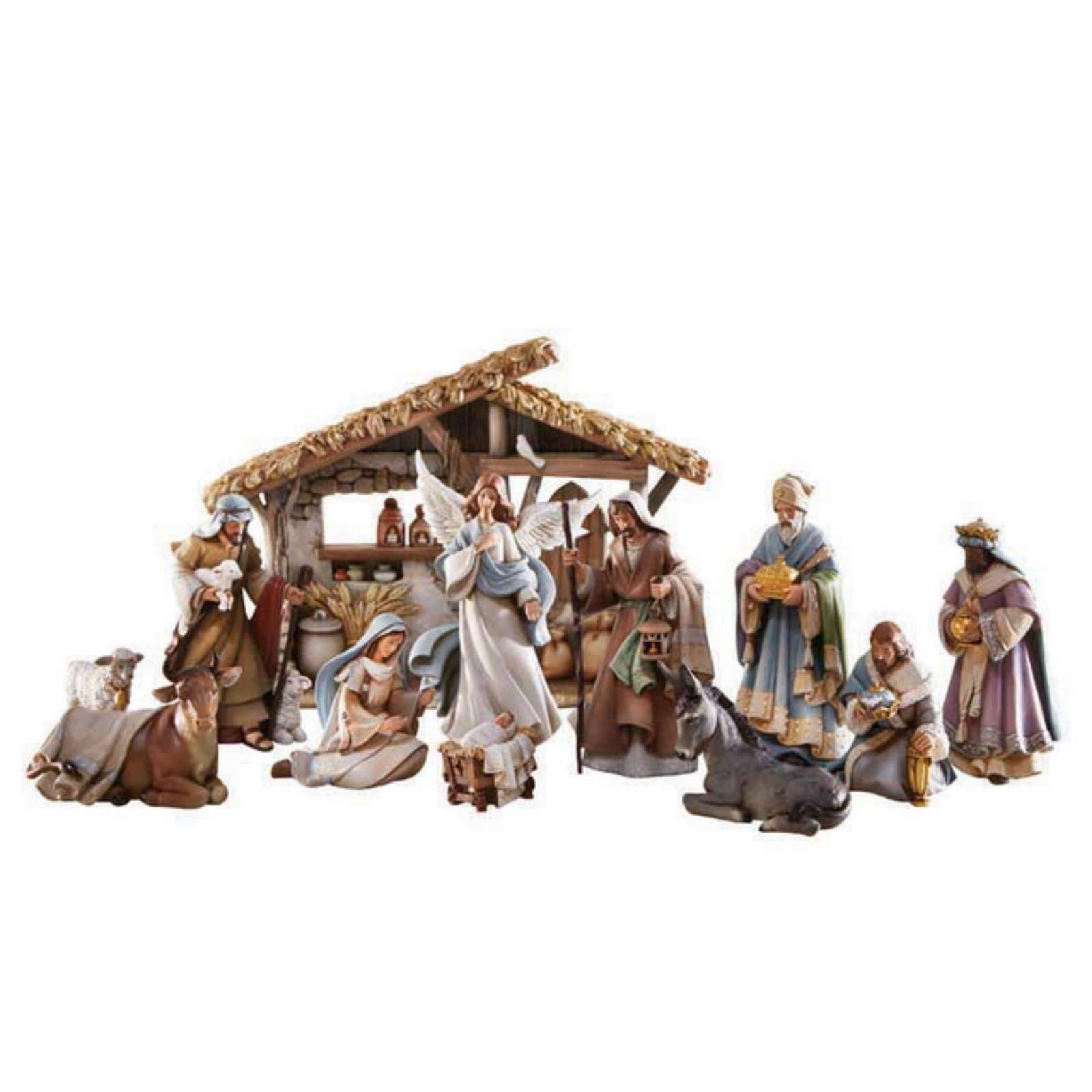 Avalon Gallery クリスマス用キリスト降誕セット - 屋内ベツレヘムの夜のキリスト降誕のシーン、12ピース、フルセット、安定版付き|global研究所