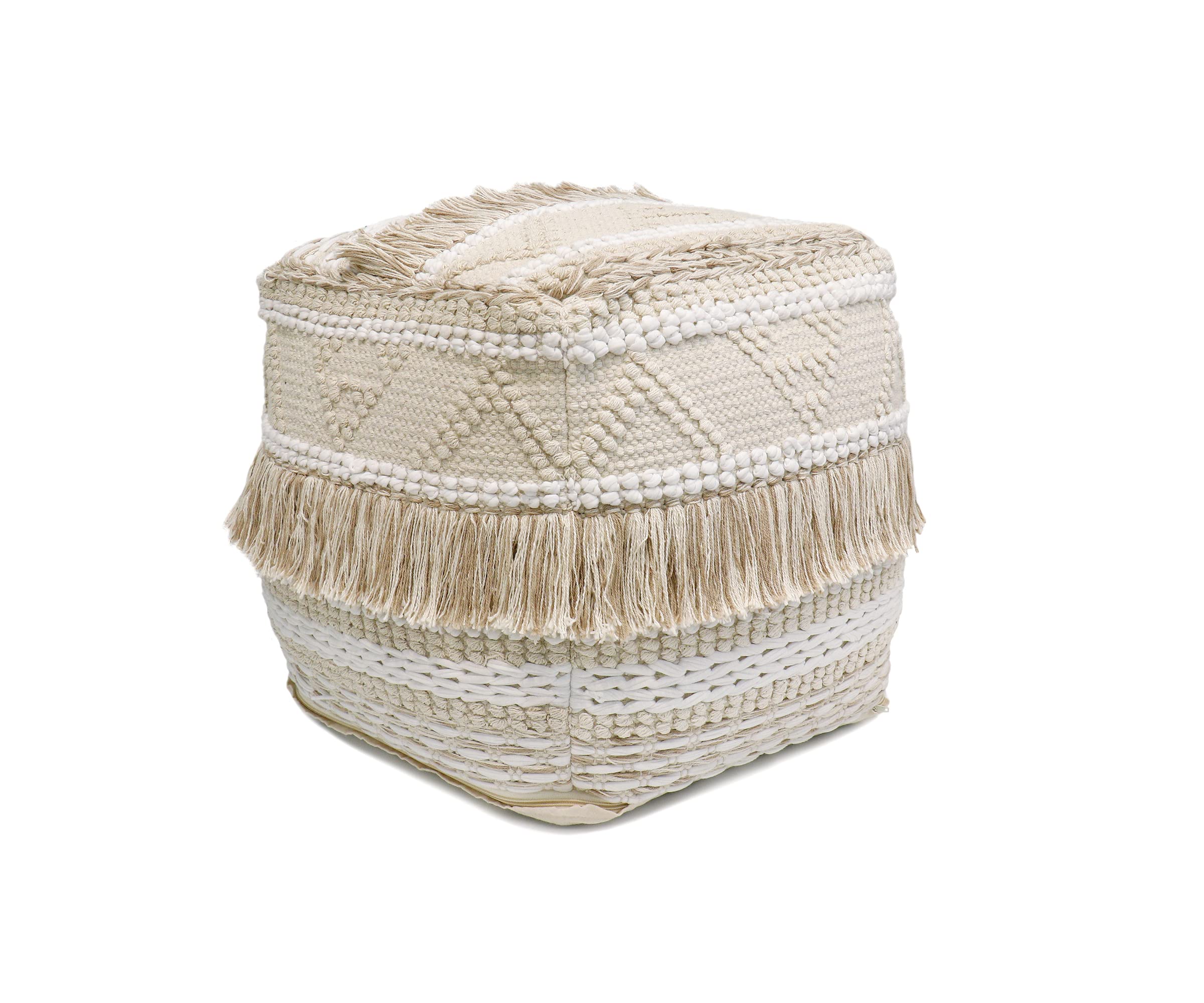 Pasargad Home Grandcanyon Collection コットンプーフ、17インチ x 17インチ x 17インチ、ベージュ 35,065円