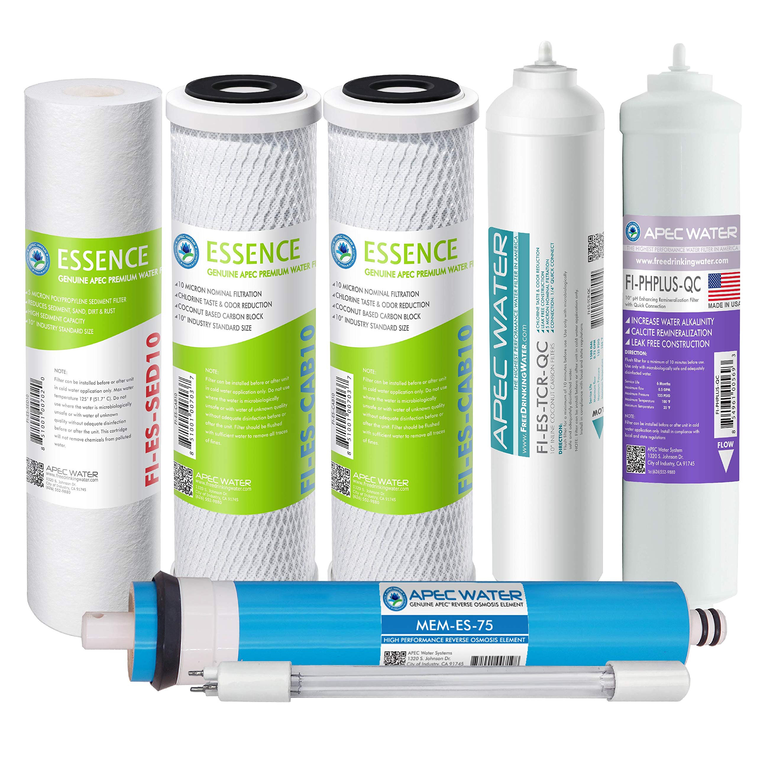 APEC Water Systems FILTER-MAX-ESPHUV-SS 75 GPD 大容量コンプリート交換セット エッセンスシリーズ ROES-PHUV75 逆浸透システムステージ1-7用｜global研究所
