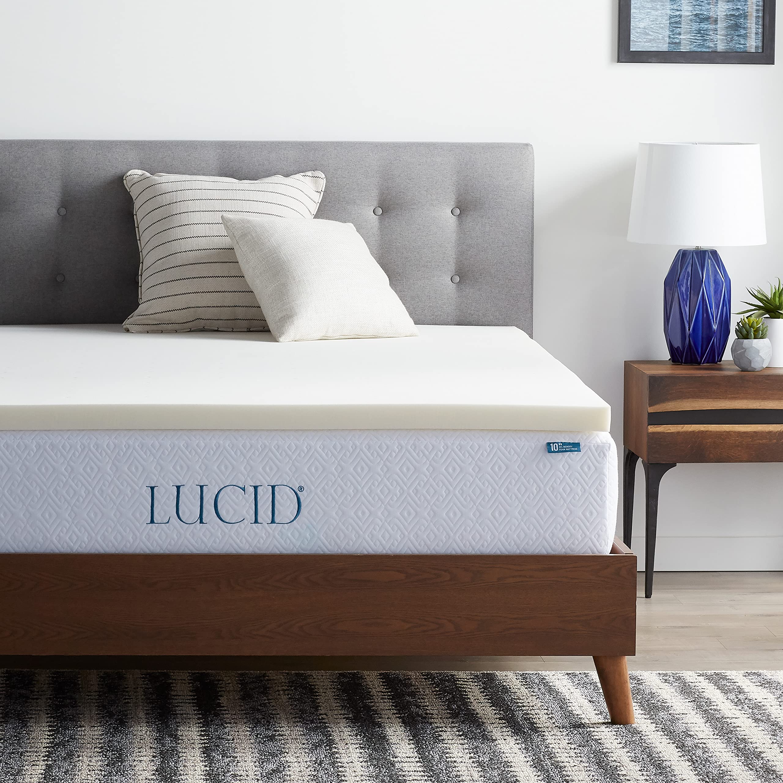 LUCID 2インチ トラディショナルフォームマットレストッパー ? 通気性あり ? コンフォームサポート ? クイーンサイズ
